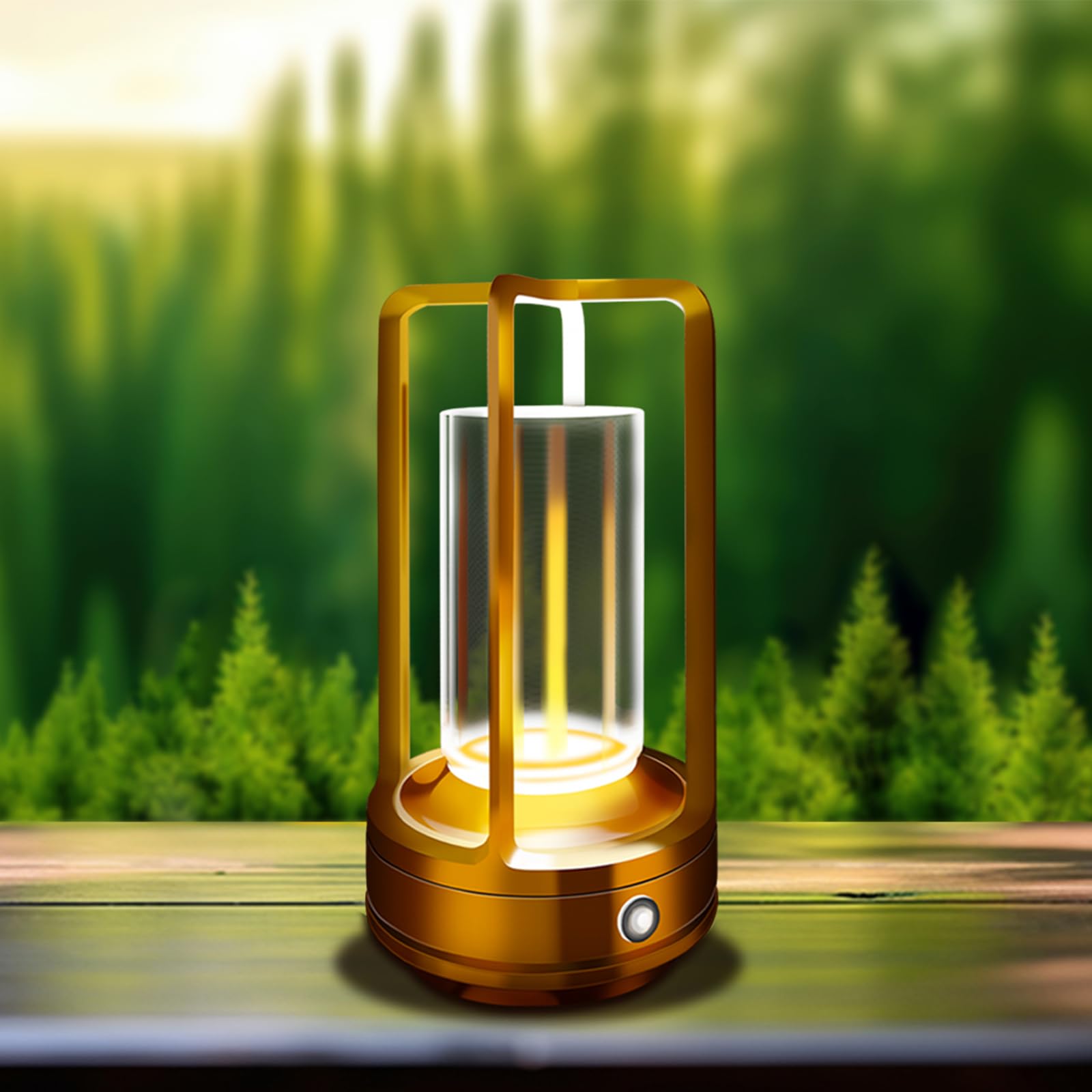 Layshineen Portable Metal Table Lamp, 4000 Mah Rechargeable Outdoor Table Lamp Cordless, 3 Color Stepless Dimmable Atmosphere Table Lamps For Patio, Camping, Coffee Table Decor Lamp For Indoor/Outdoor