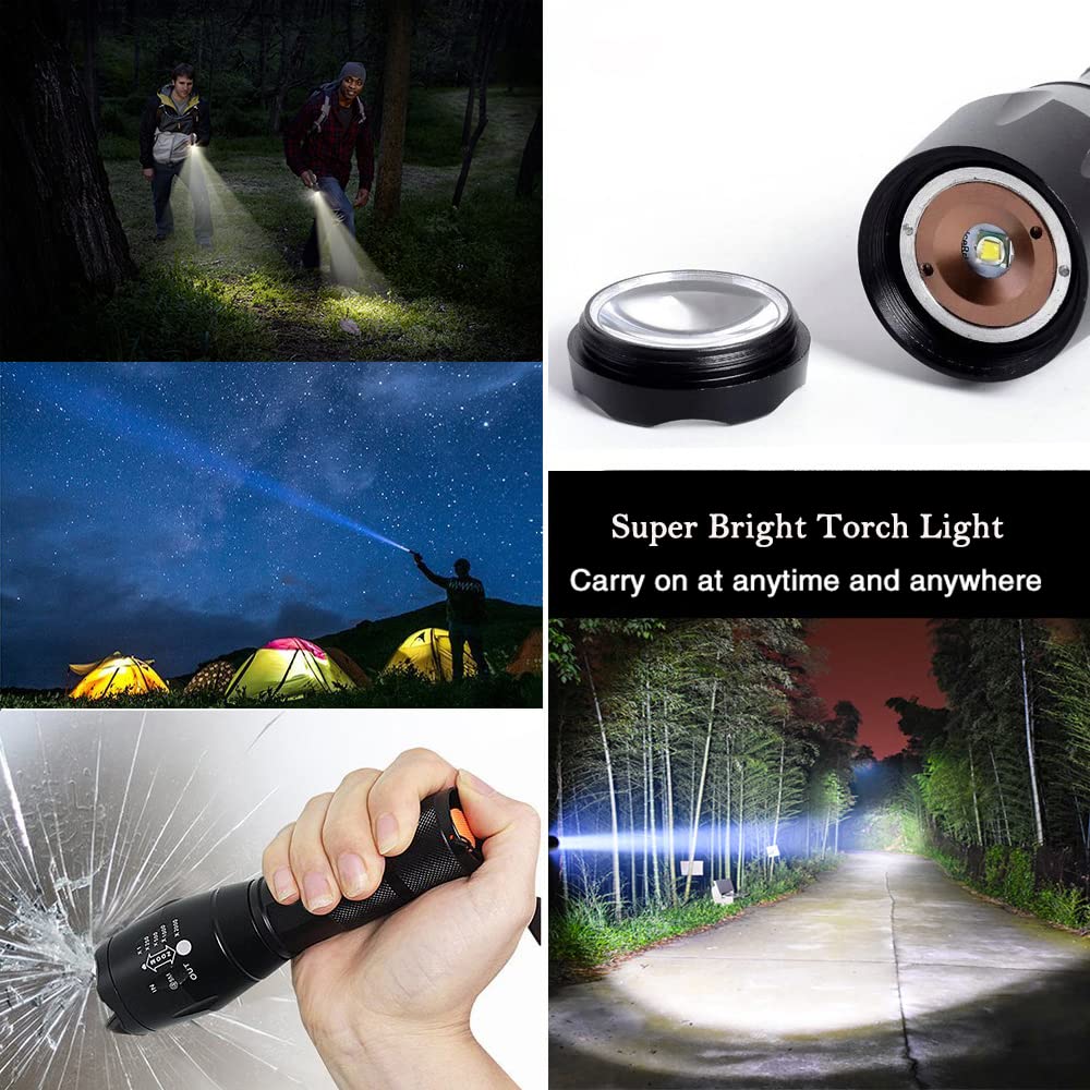 Miular 2 Pack Military Grade Single Mode High Lumens Led Tactical Flashlight For Outdoor Camping Hiking Emergency