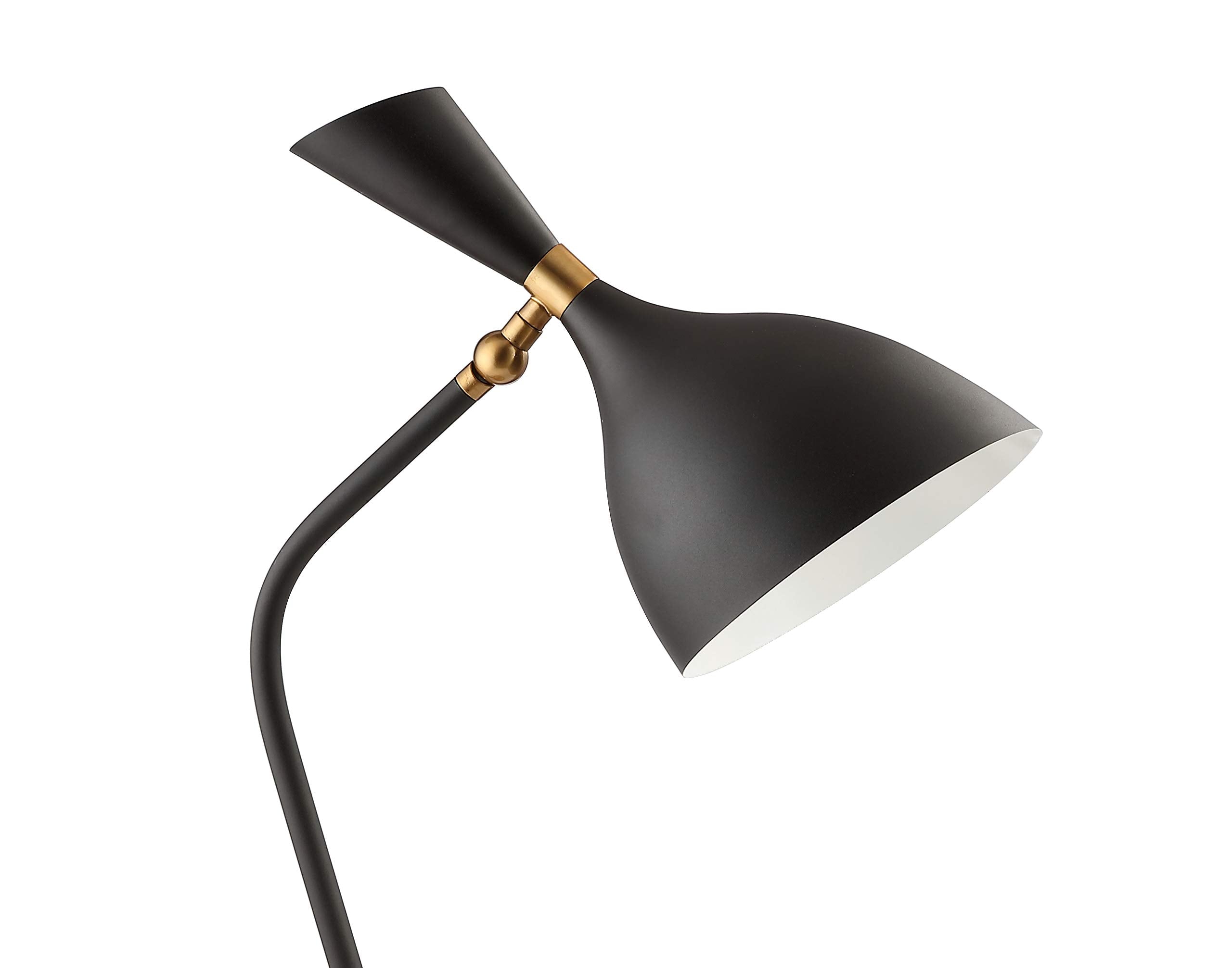 Jonathan Y Jyl9065A Albert 21.5" Iron Retro Mid-Century Led Table Lamp Contemporary Glam Bedside Desk Nightstand Lamp For Bedroom Living Room Office College Bookcase, Black/Brass Gold
