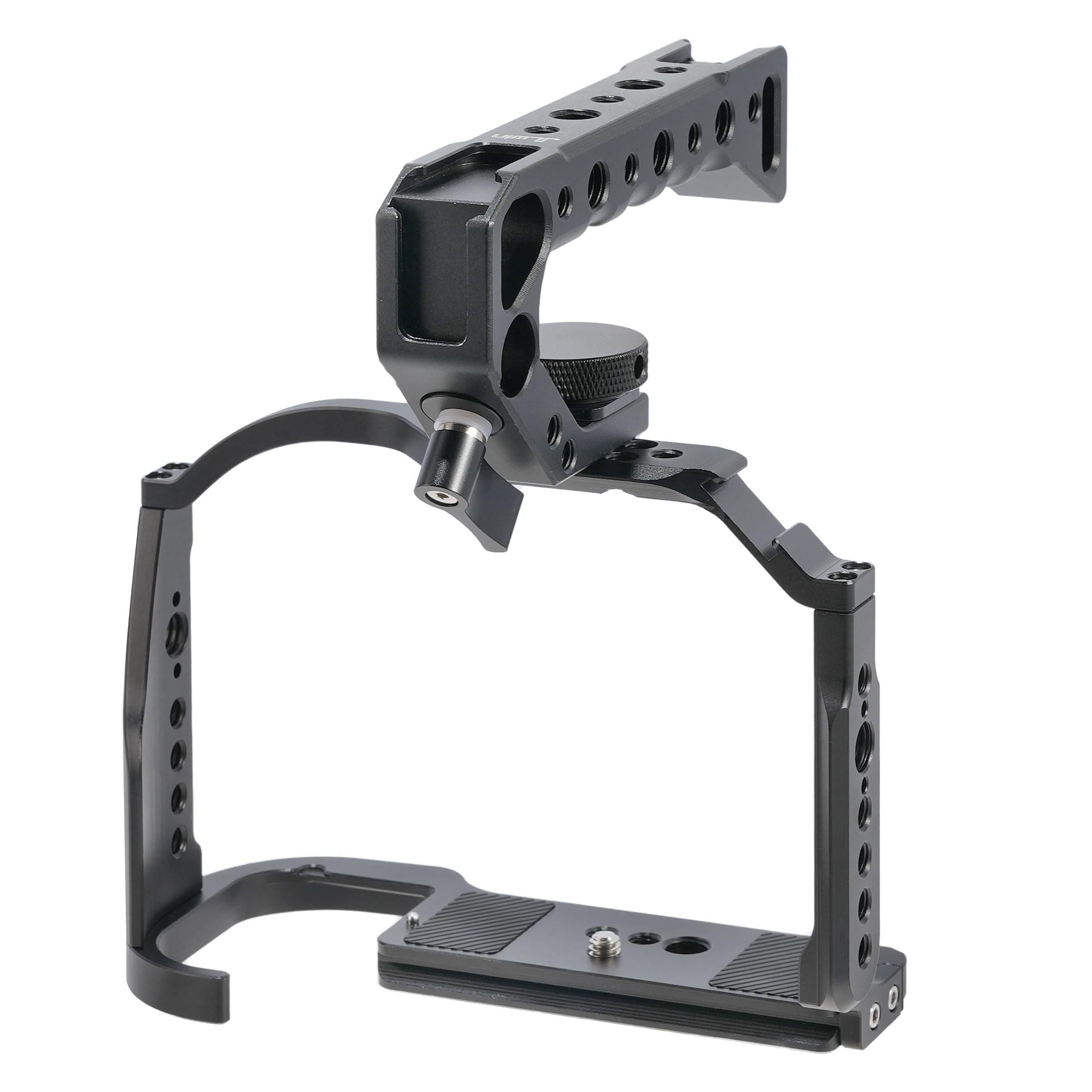Focusfoto Camera Cage With Top Handle Grip Kit For Canon Eos R5 Mark Ii Mirrorless Vlogging Camera, Aluminium Video Stabilizer Rig With Nato Rail, Cold Shoe, 1/4"Screw Mount, 3/8"-16 Locating For Arri