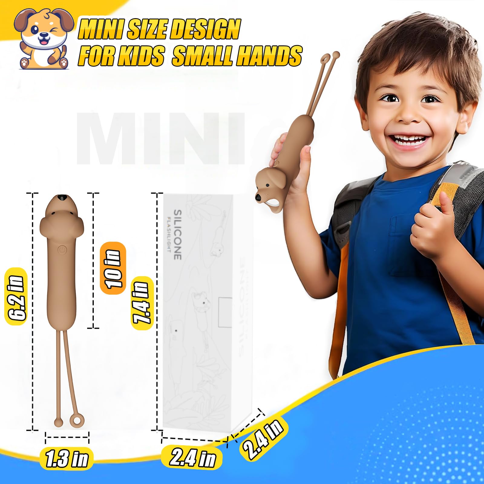 Tepreswes Kids Flashlight Rechargeable For Boys & Girls, Kids Toys For Boys, Toddler Animal Flashlights For Kid, Fun Lightweight Led Flashlight For Camping & Outdoor Adventures, Birthday , 1 Pack-Dog