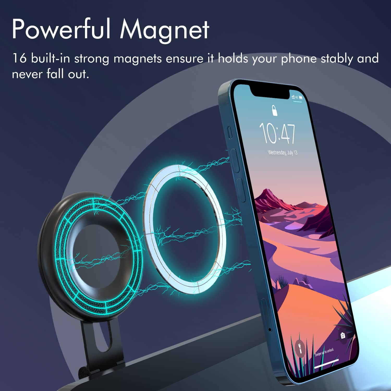 Marnana Car Mount Phone Holder For Tesla Model 3 Model Y, For Magsafe Strong Magnet Phone Mount Holder For Car Screen, Foldable And Adjustable Tesla Accessories For Iphone 12/13/14/15 Series - Black