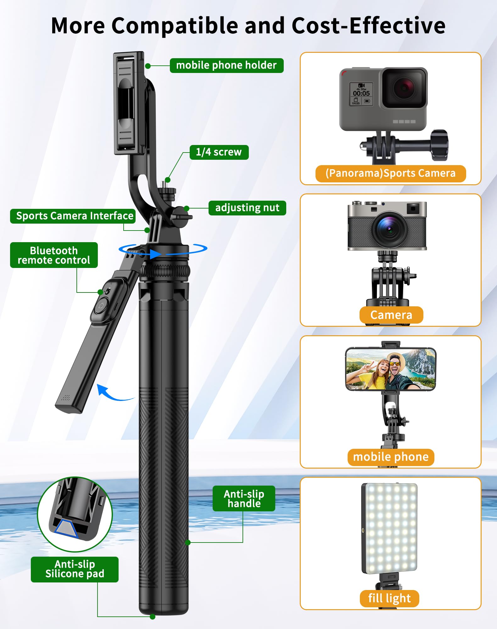 Povodo 71" Cell Phone Tripod & Selfie Stick, For Iphone Tripo D Stand, Travel Tripod With Remote, Phone Selfie Stick For Iphone 11/14/ 15/16 Compatible With All Phones,For Gopro And Cameras