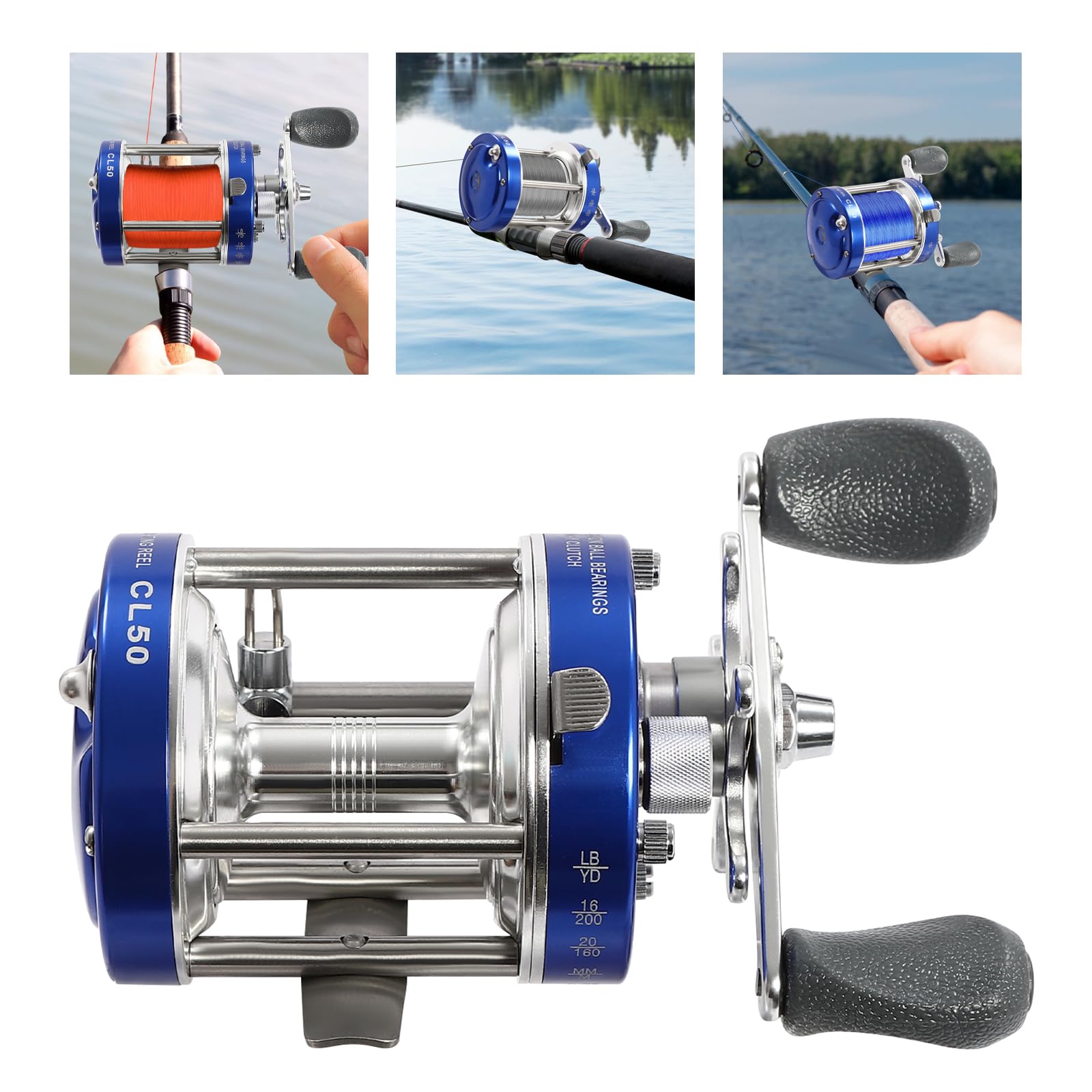 Unndysrt Round Baitcasting Fishing Reel - Conventional Reel For Catfish And Other Freshwater & Saltwater Fishing - Durable Design For Anglers