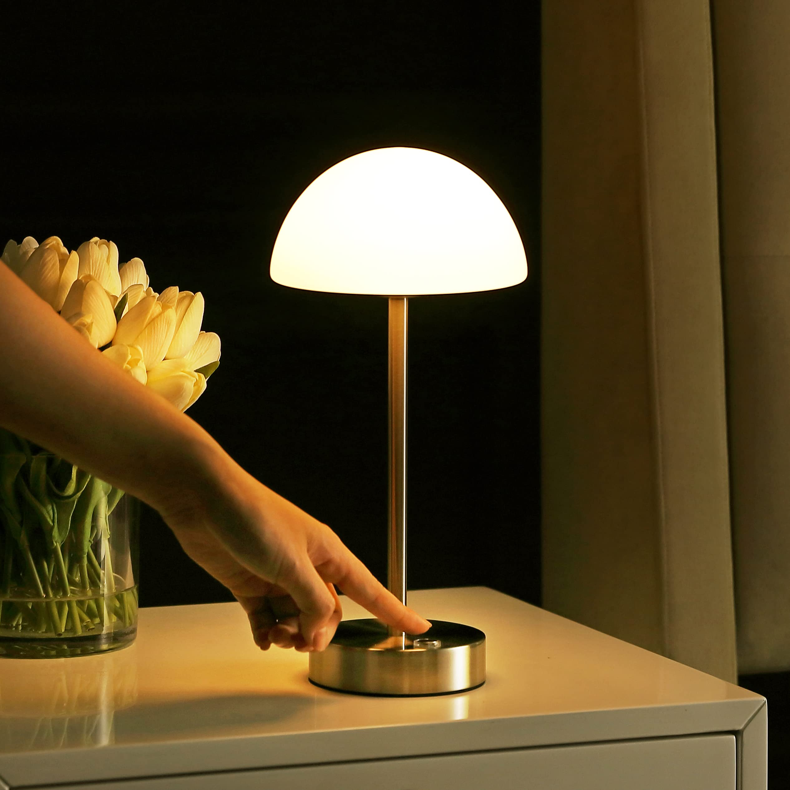 Jonathan Y Jyl7109A Xavier 12.5" Modern Minimalist Iron Rechargeable Integrated Led Table Lamp Contemporary Bedside Desk Nightstand Lamp For Bedroom Living Room Office, Nickel/White