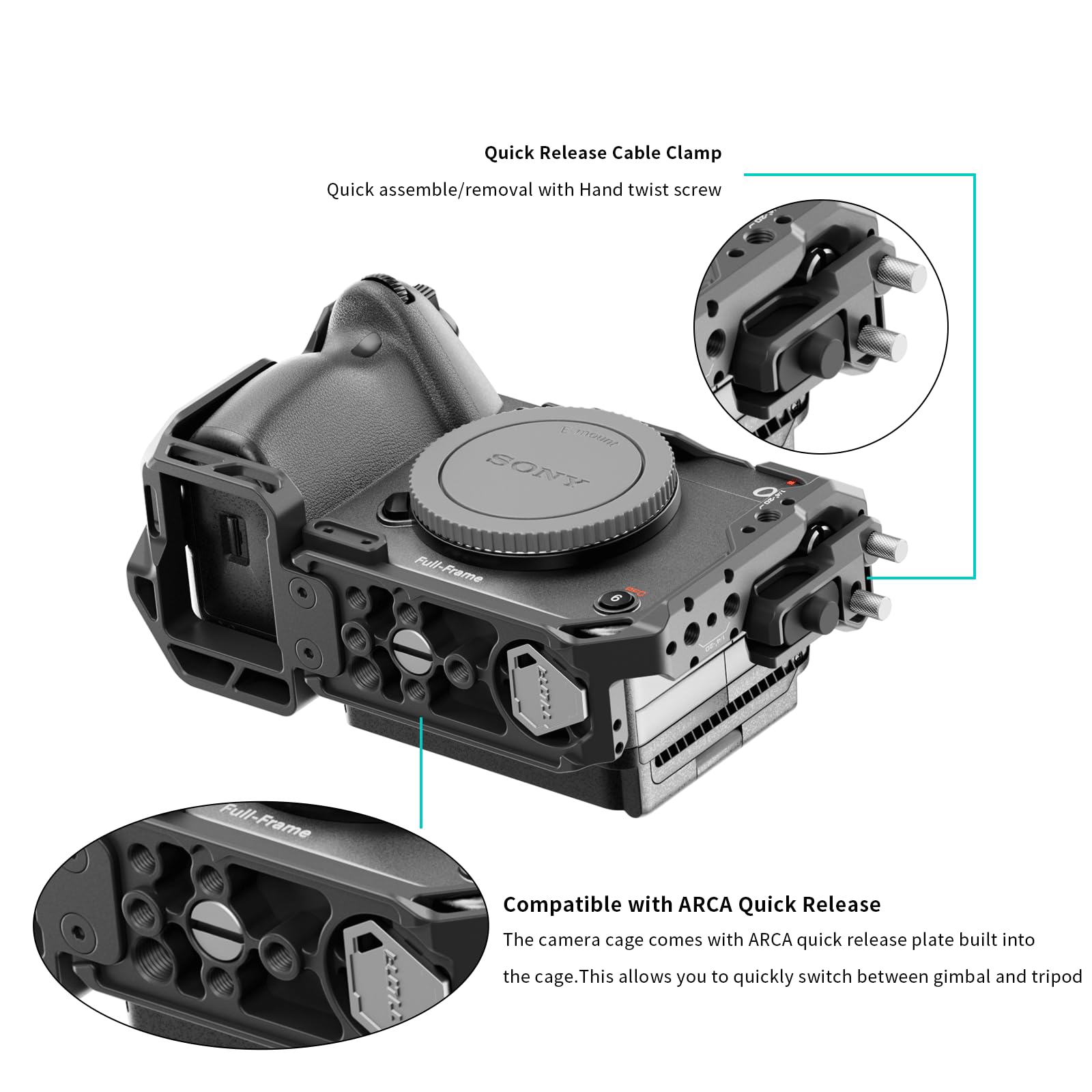 Tilta Camera Cage Basic Kit For Fx3/Fx30 V2  Includes Cage, Top Handle, Baseplate & More  Top Plate Nato Rail, Cold Shoe, 1/4"-20 And 3/8"-16  Thumb Screw Design  Black