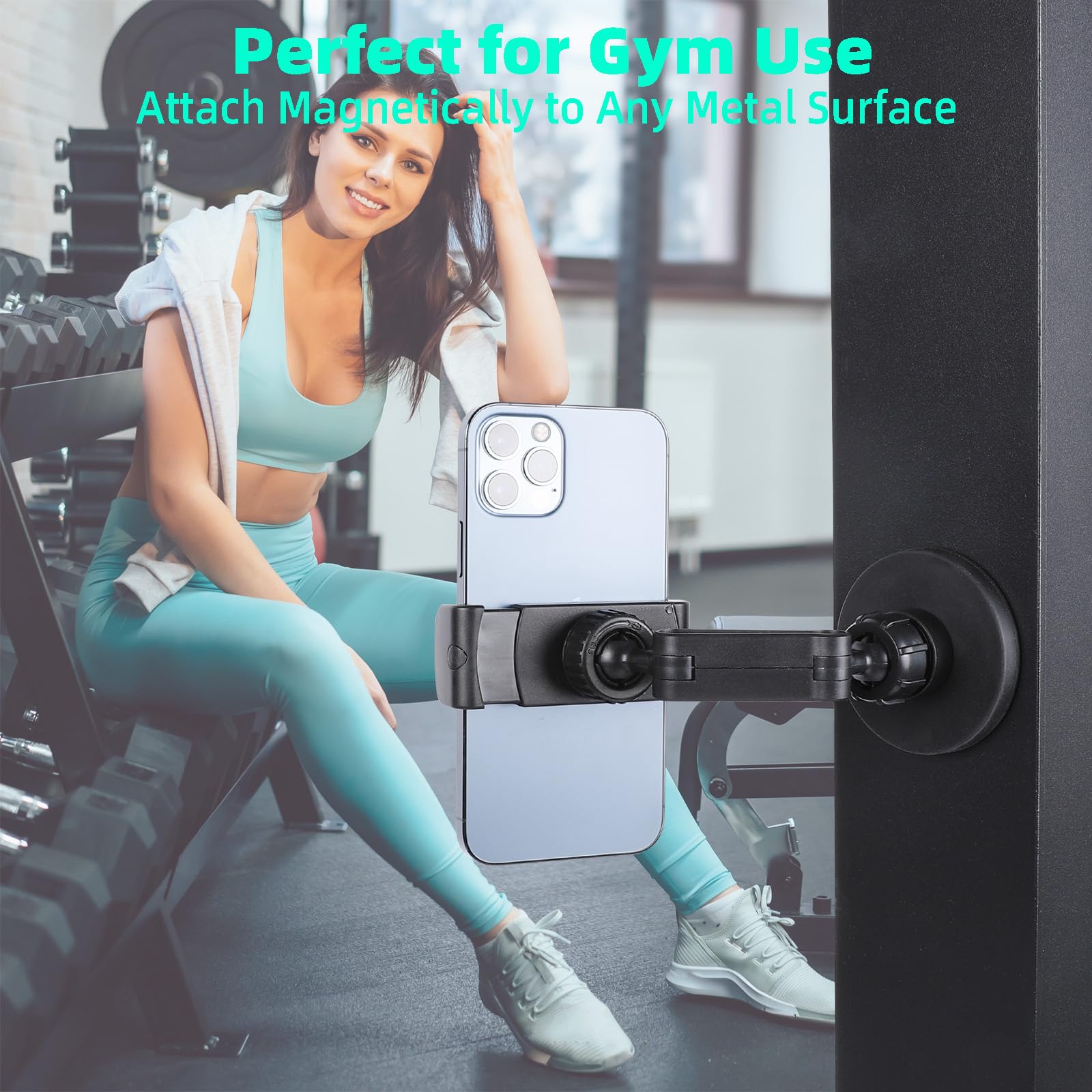 Fpn Gym Magnetic Phone Holder Mount Attach To Metal Surface, 360° Rotatable Heavy Duty Magnet Phone Mount For Gym Workout Record, Compatible With Iphone, Samsung, All Cell Phone
