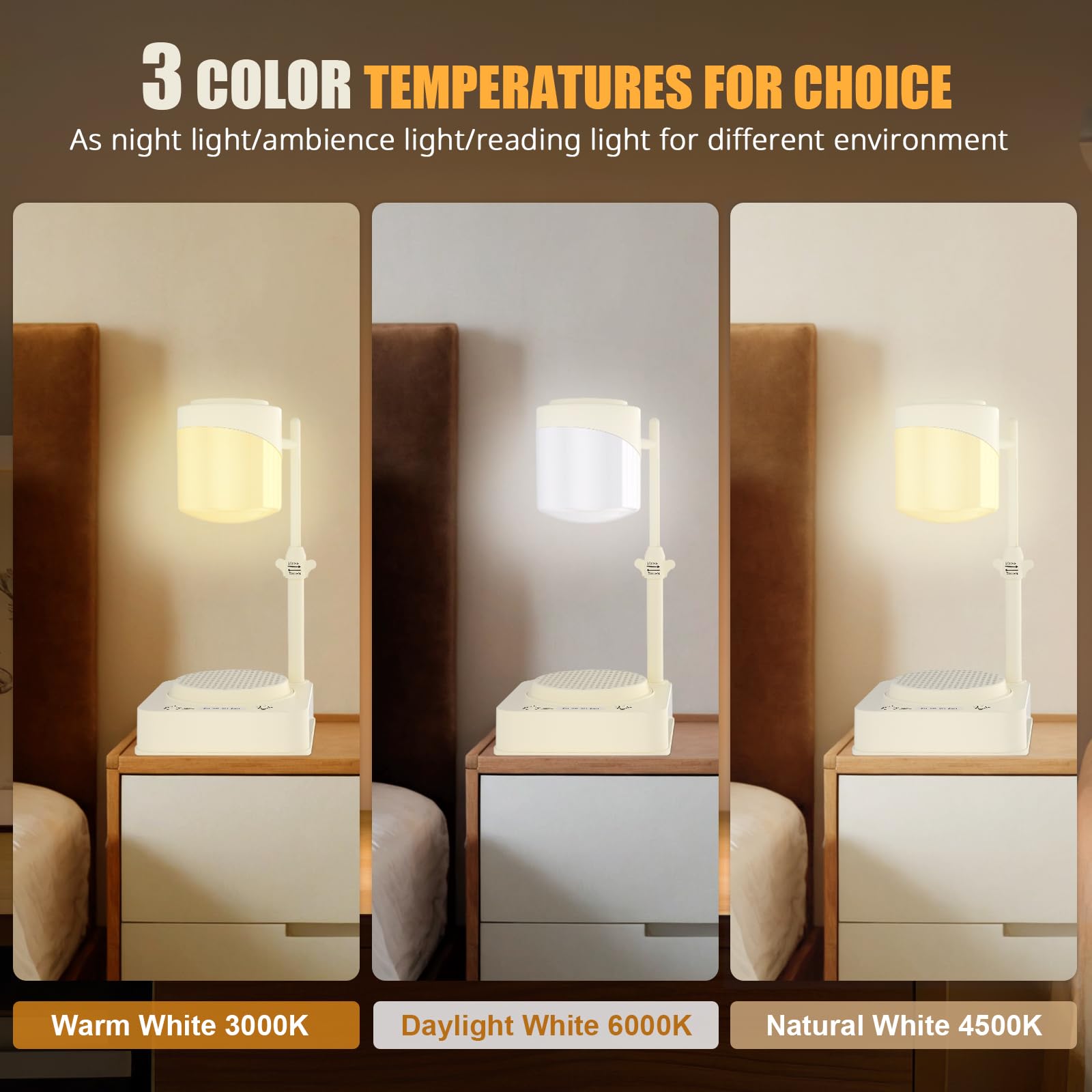 Itoncs 3 In 1 Touch Bedside Table Lamp, Wax Melt Warmer, Coffee Mug Warmer, Modern Small Lamp For Bedroom Nightstand, Electric Candle Lamp Warmer With Timer Function For Living Room, Desk, White
