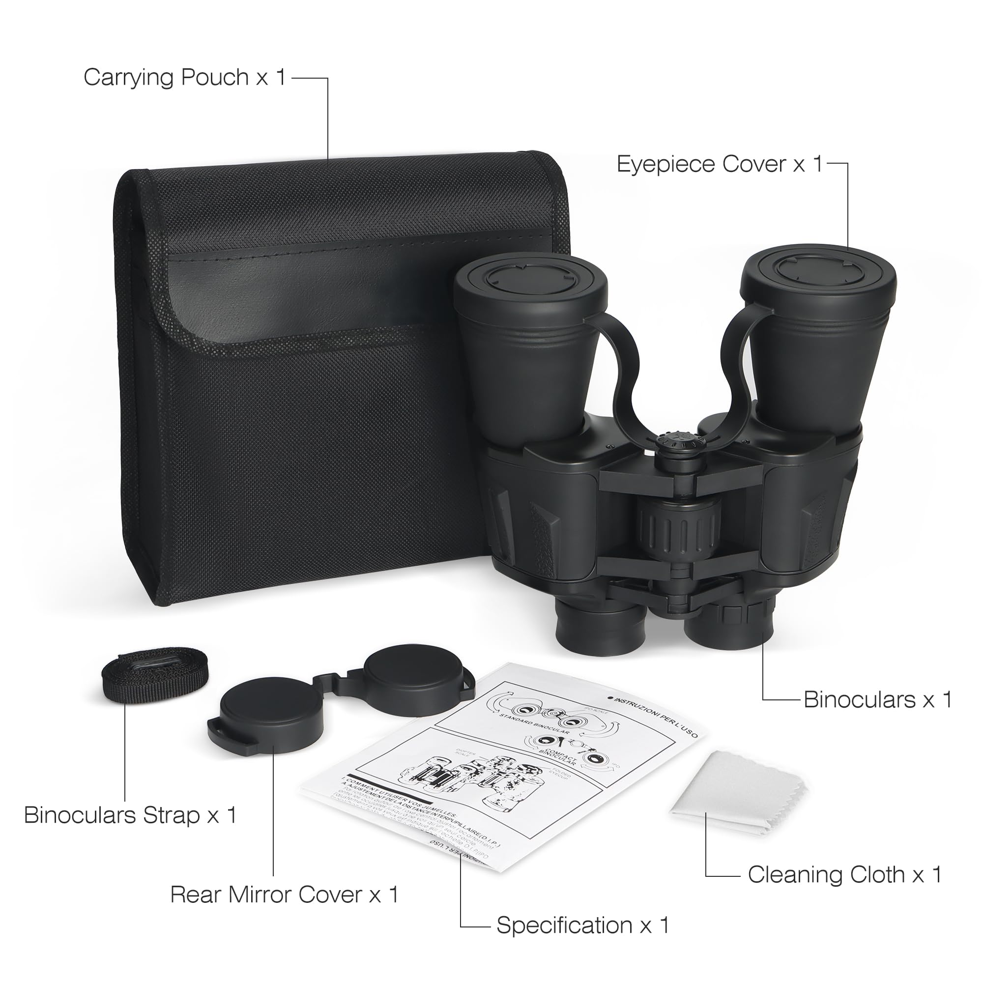 Yomuse 10X50 Hd Binoculars For Adults And Kids, Large View Compact Binocular With Clear Low Light Vision, Waterproof/Professional Bino Culars For Bird Watching/Outdoor Hunting/Travel (Black)