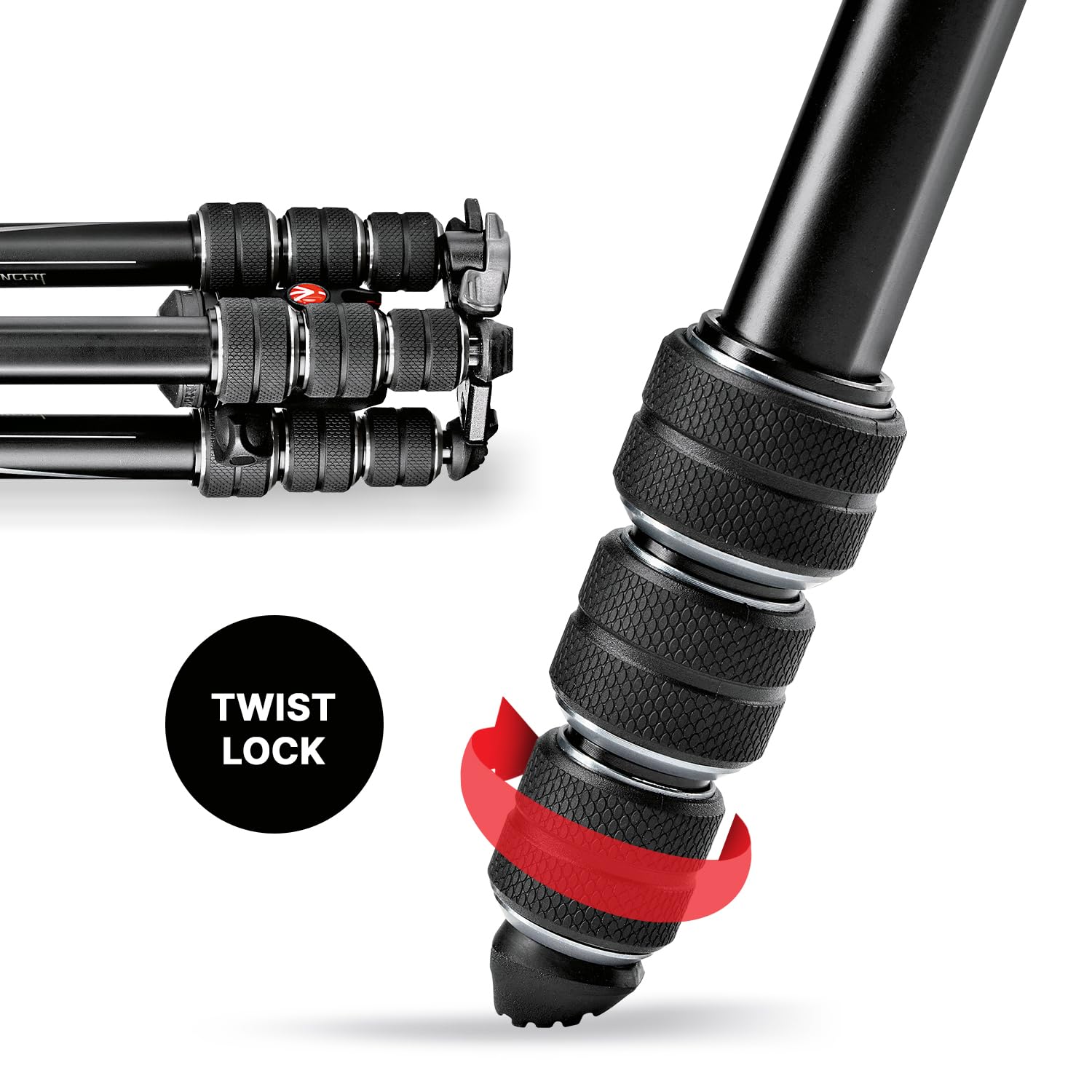 Manfrotto Vitec Imaging Tripod, Be Advanced Aluminum, 4 Tiers, head Twist Lock T-Tripod Kit, Black, Total Height 59.1 Inches (150 Cm), Length 15.7 Inches (40 Cm), Mkbfrta4Bk-Bh