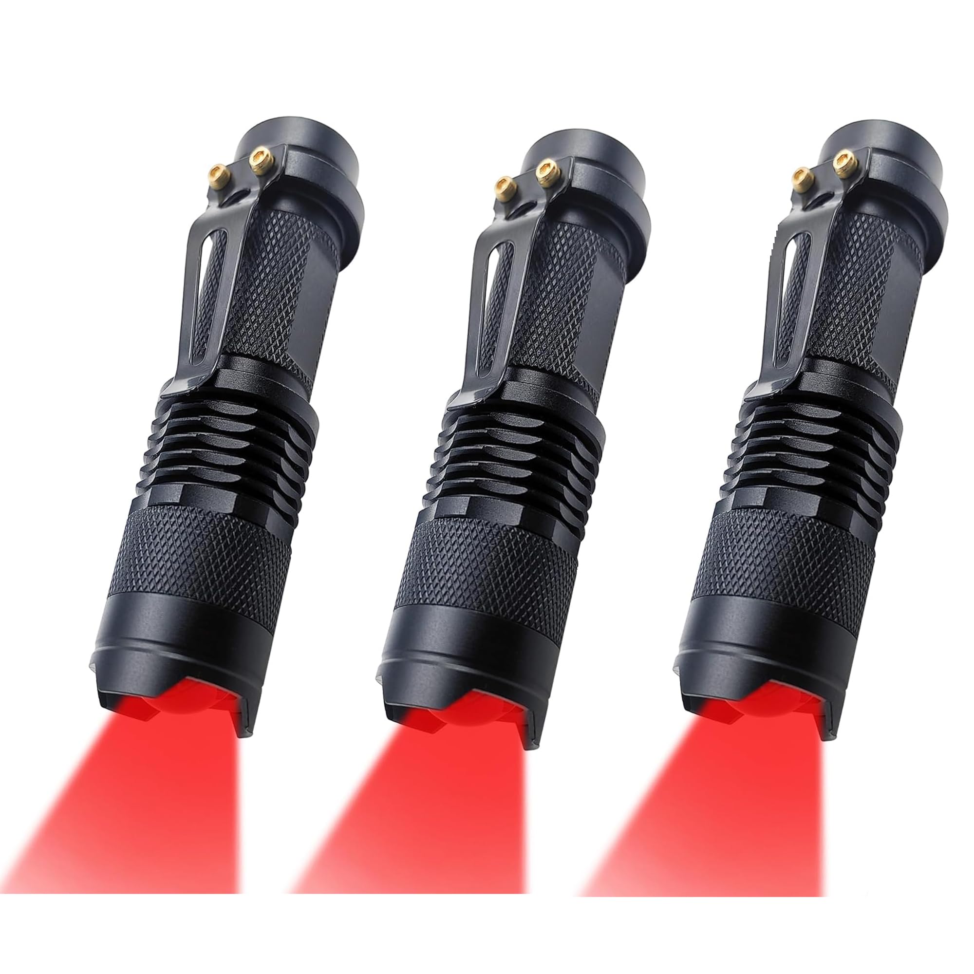 Ploarnovo Red Light Flashlight Single Mode Zoomable Powerful Red Flashlight For Astronomy, Aviation, Night Observation,3-Pack