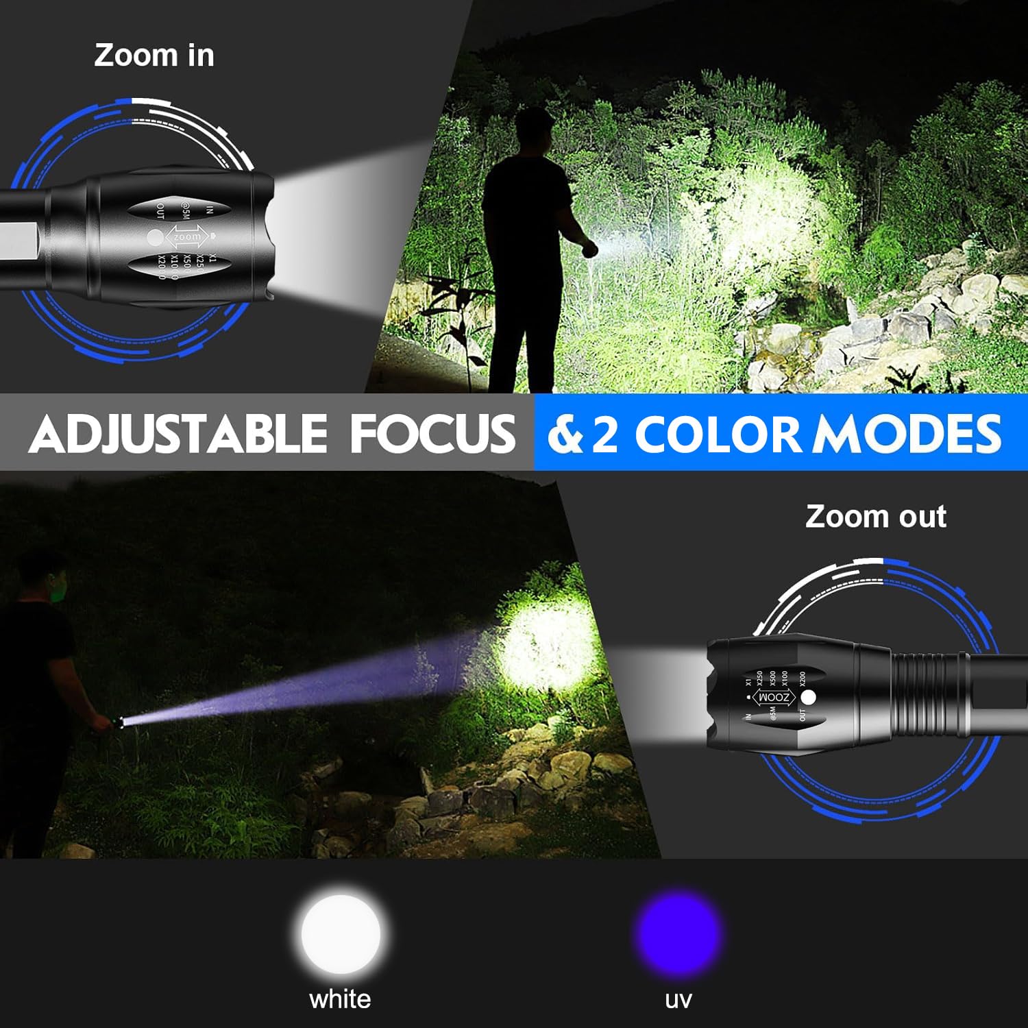 Mviocs Uv Flashlight, Portable Blacklight Flashlight, Led Torch With White And Uv Light Combo, Black Light Pet Urine Detector For Dog/Cat Urine, Dry Stains, Scorpions Finder, Bed Bug, Outdoor