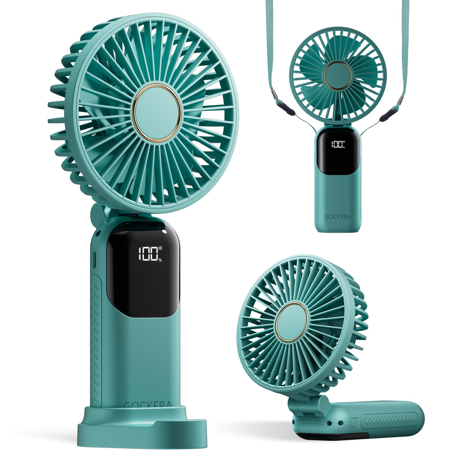 Portable Fan, 4200Mah Battery Operated Fan, 5 Speeds&Digital Display, Makeup Fans For Women - Koospark