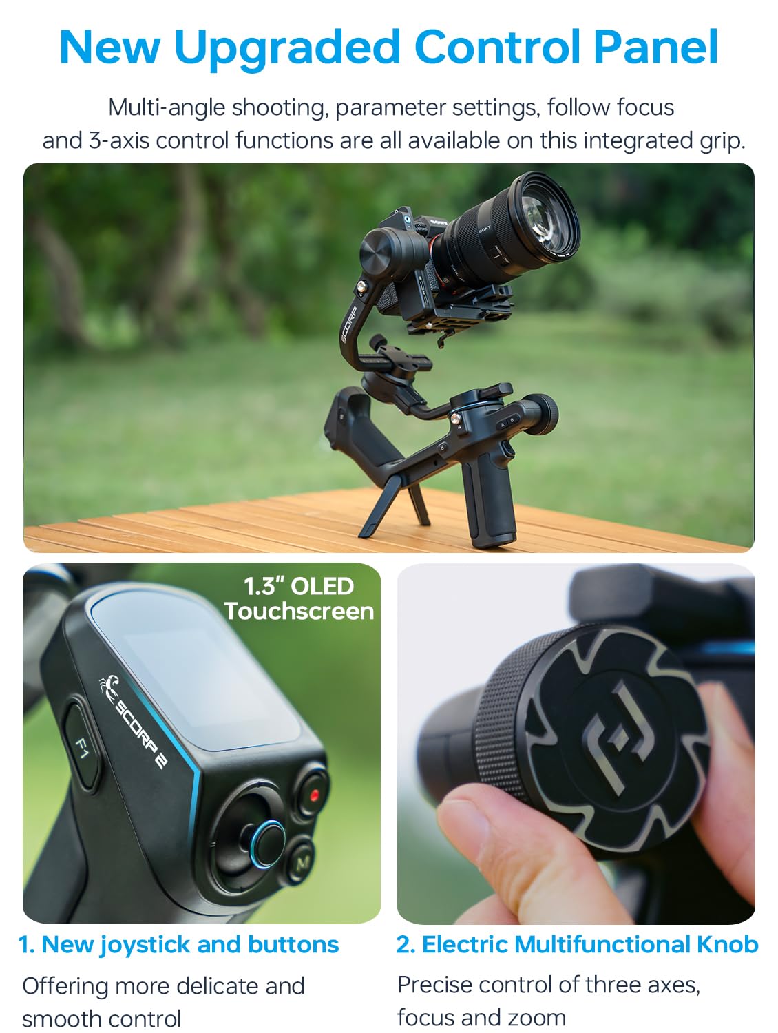 Feiyutech Scorp 2, 3-Axis Gimbal Stabilizer For Dslr & Mirrorless Cameras, Ai Tracking, 5.5Lbs Paylaod, 13 Hours Battery Life, Quick Usb-C Charge