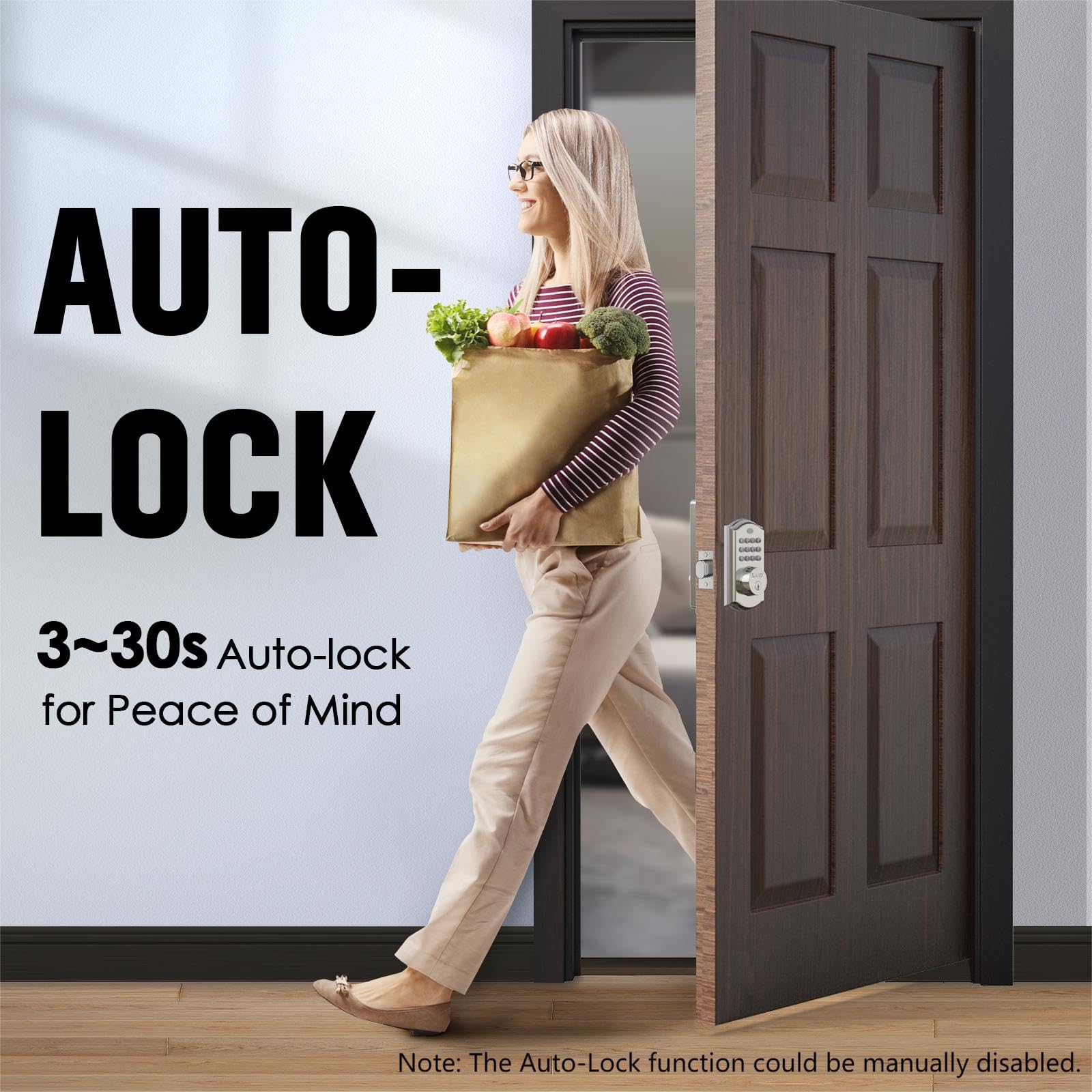 Elamor Keyless Entry Door Lock - Electronic Door Lock With Keypad, Smart Deadbolt Lock With Auto Lock, Security Waterproof Smart Lock, Easy To Install, Ideal For Front Door, Home Use, Apartment - M19