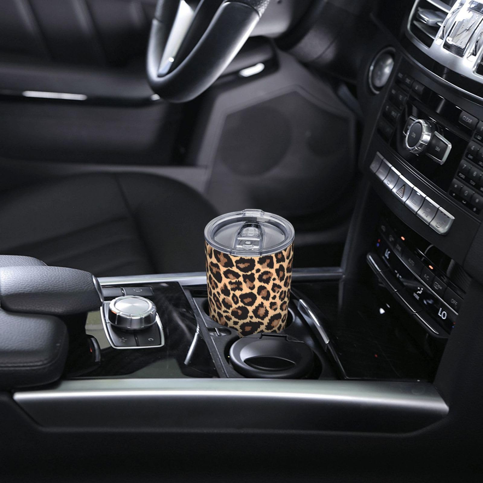 Leopard Print Tumbler, Cheetah Cup With Lid And Straw, 20 Oz Stainless Steel Insulated Water Bottle