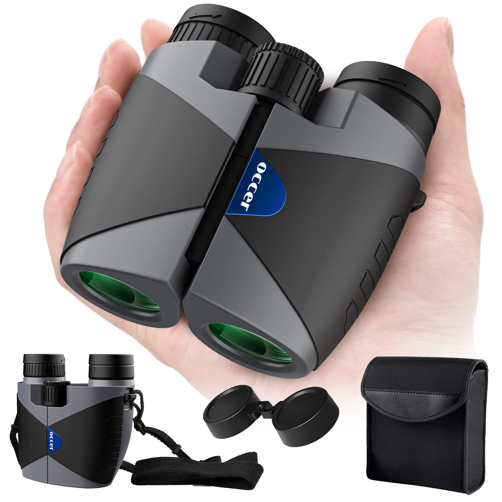 Occer 15X30 Compact Binoculars For Adults And Kids - Large View High Powered Binoculars For Bird Watching - Lightweight Easy Focus Binocular With Low Light Vision For Outdoor Hunting Travel - Black