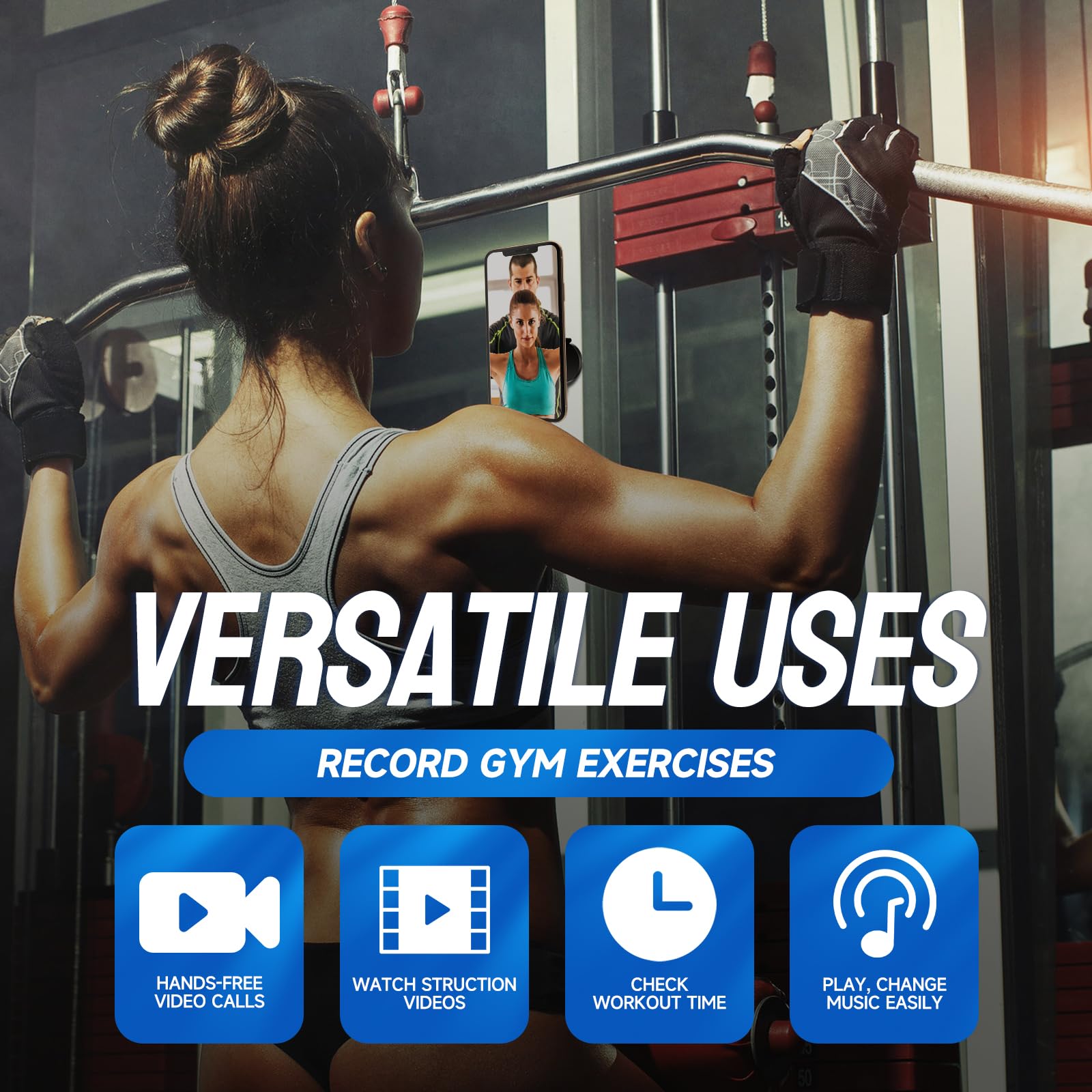 Jolliq Gym Magnetic Phone Holder Attach To Metal Surface, All Metal Dual Magnet Phone Mount For Gym, Compatible With All Iphone & Android, 360 Adjustable, Perfect For Recording Video (1.69In 25Lbs)