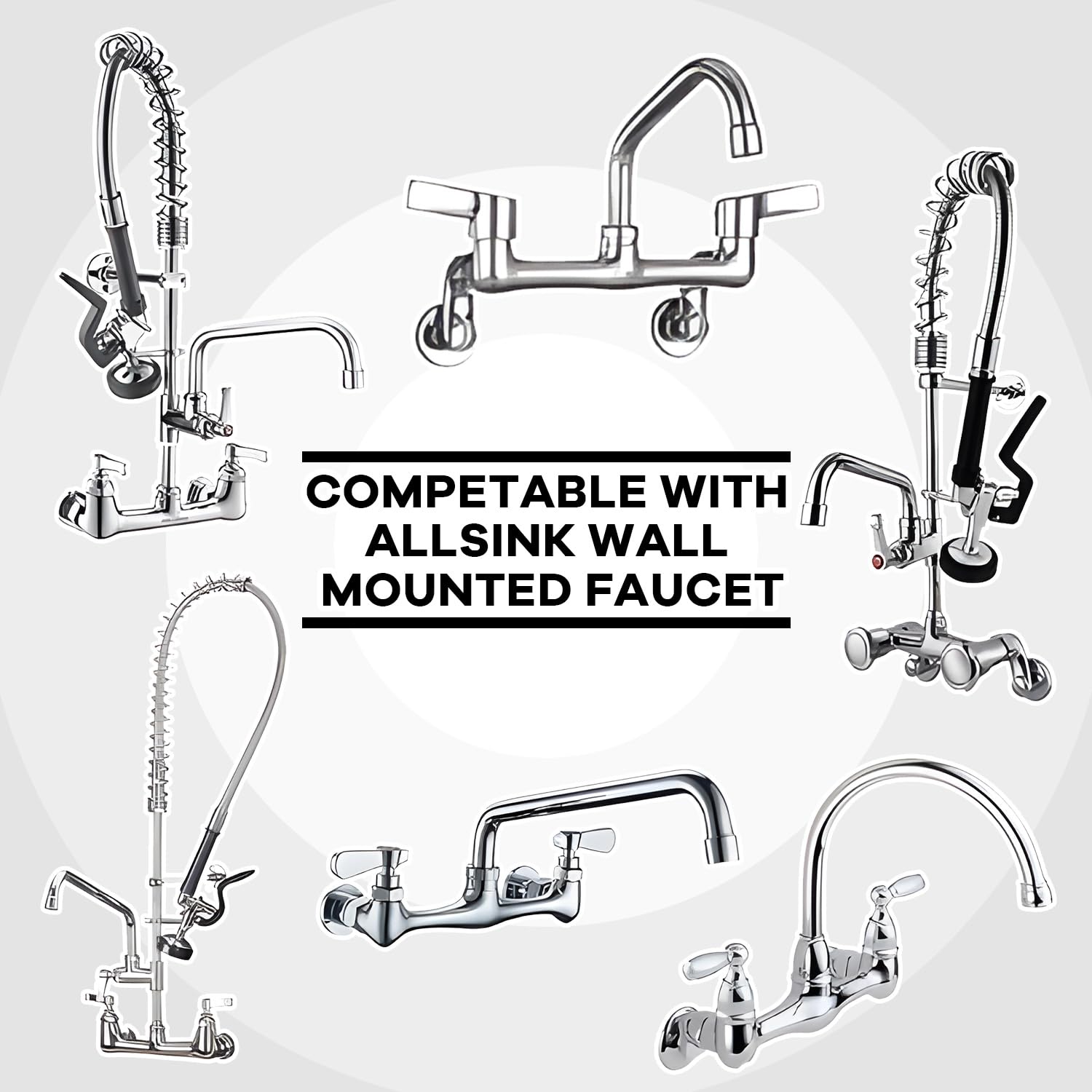 Inwindrain Wall Mount Commercial Faucet Installation Kit, Backsplash Mount Set For Stainless Steel Kitchen Faucet Sink, Prep & Utility Sink, Lead- (90 Degree, 2 Pack)