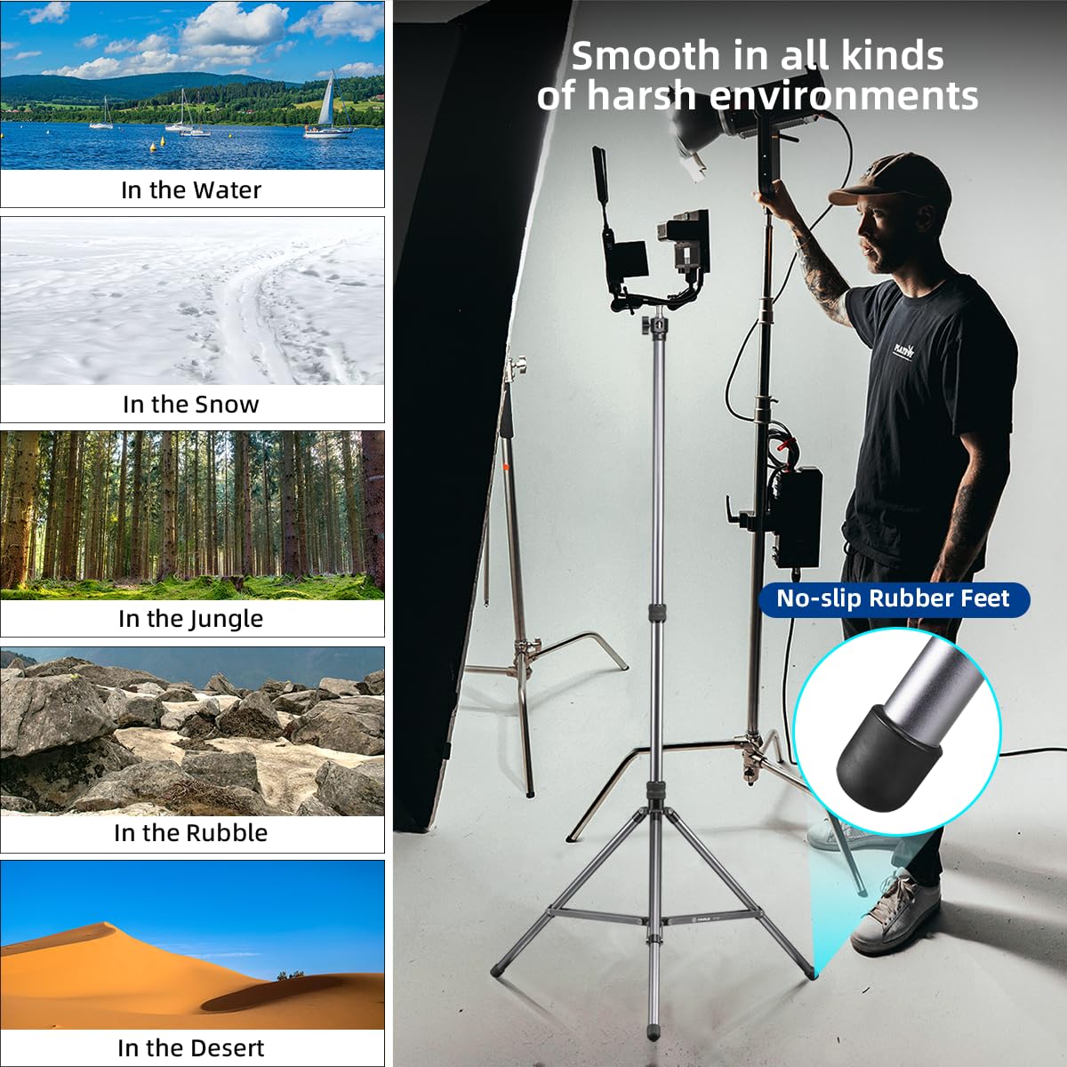 Fanaue Lt-01 Aluminum Photography Light Stand Tripod Stand Height Adjustable From 32-74", Heavy Duty Photography Tripod With 1/4" & 3/8" Screw Adapter, Portable Photo Video Tripod Stand Max Load 5Kg