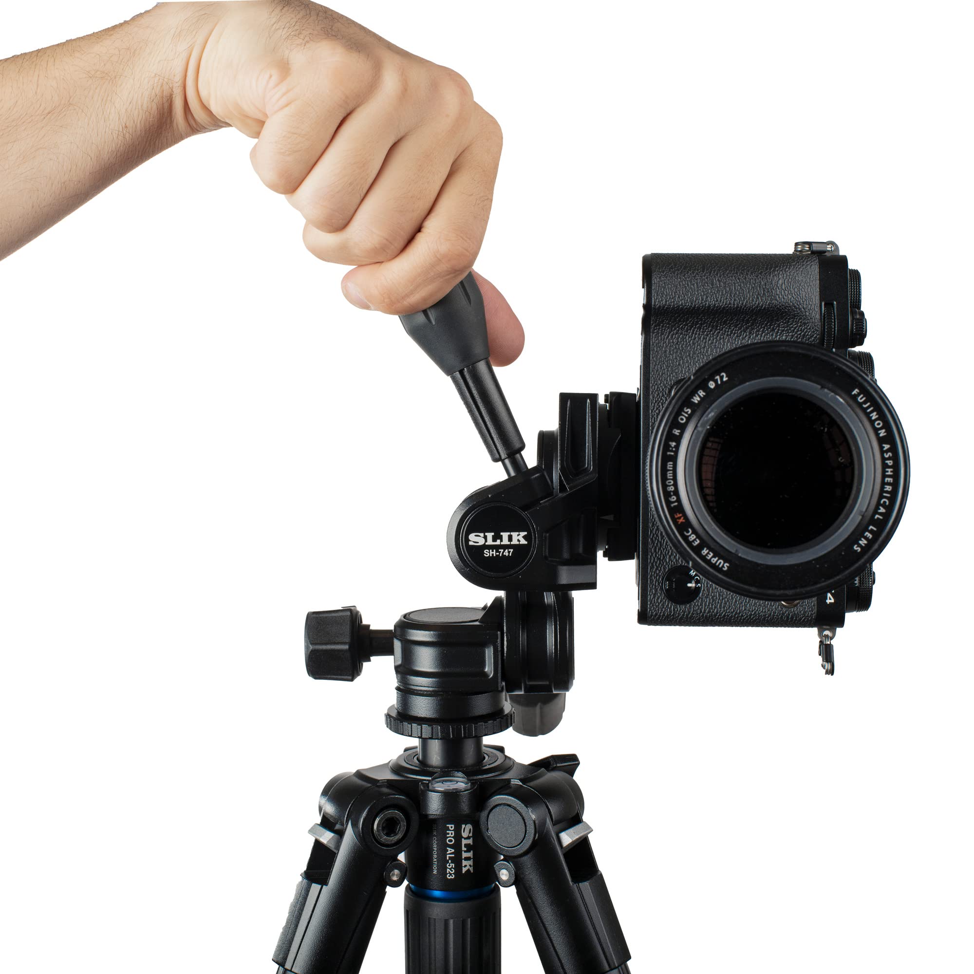 Slik Pro Al-324-3Wfc Aluminum Tripod Kit With Sh-747Fc 3-Way Pan Head W/Friction Control, Black (613-374)