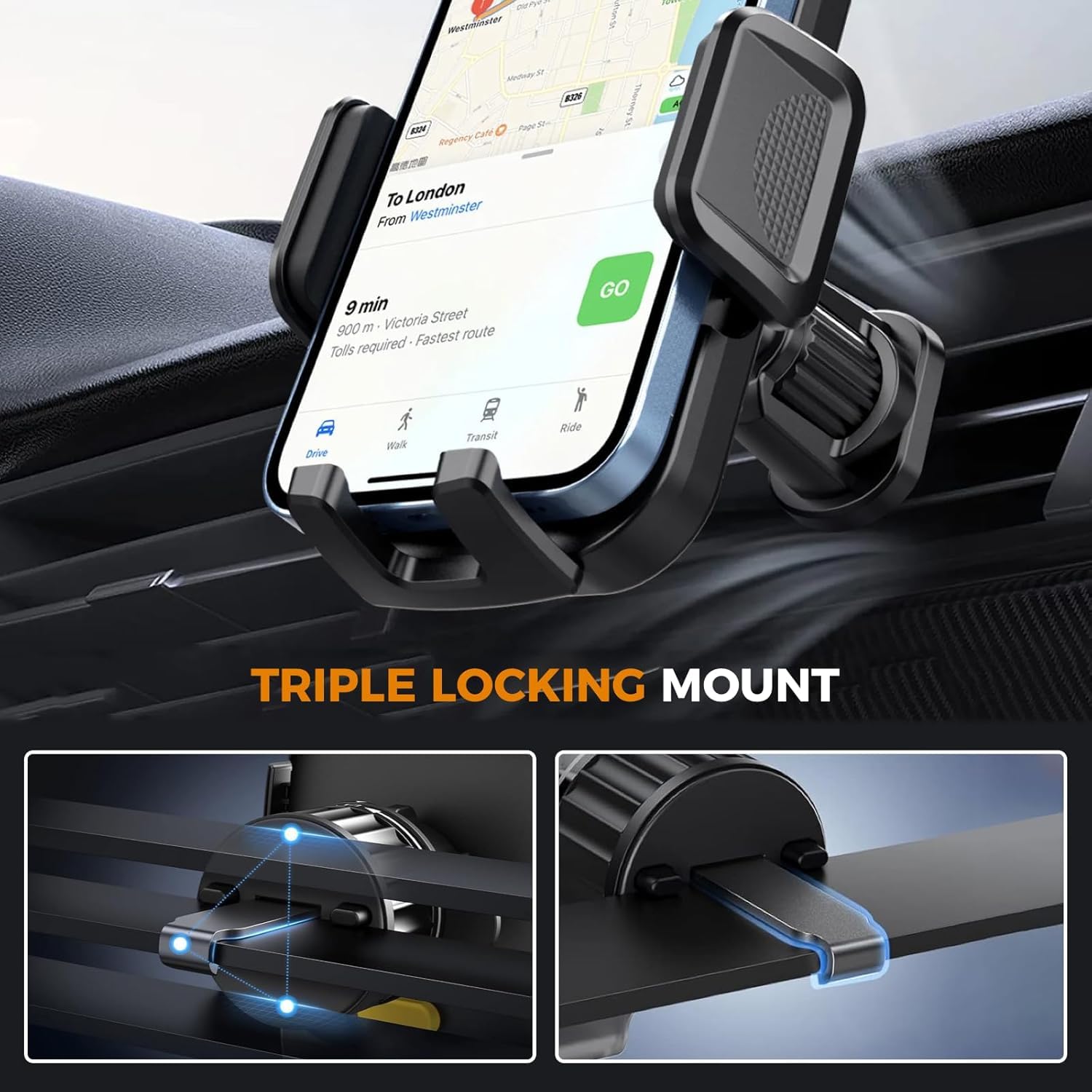 Yiokouz Phone Mount For Car,Military-Grade Car Phone Holder Mount Universal Automobile Dashboard Windshield Cell Phone Holder Truck Vent For Iphone 16 15 14 13 Pro Max Samsung