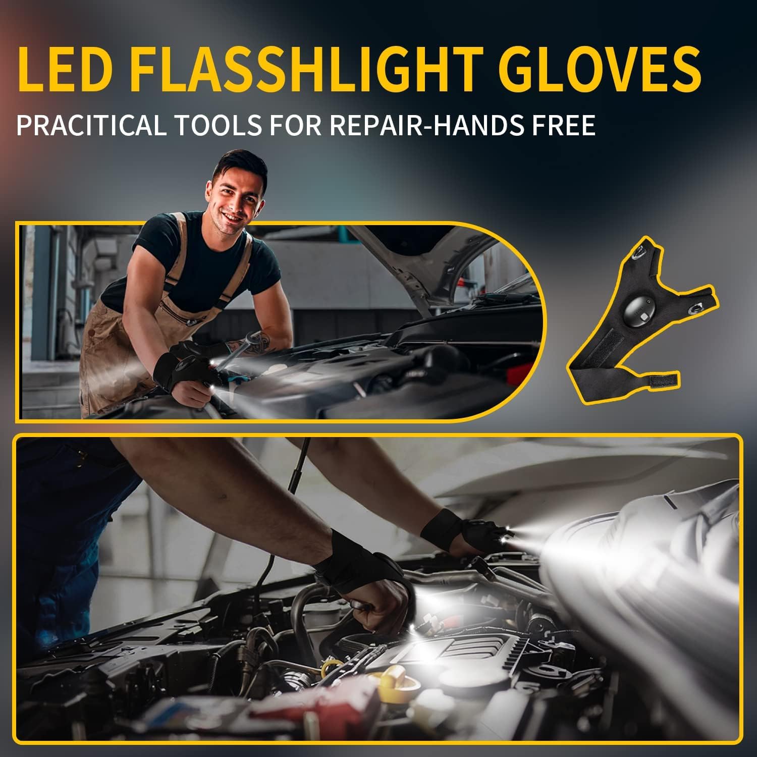 Outlite Led Flashlight Gloves, Cool Gadgets Christmas Stocking Stuffers Unique Birthday  For Dad Boyfriend Husband Him, Light Gloves Tool For Camping Fishing Car Repairing Hiking