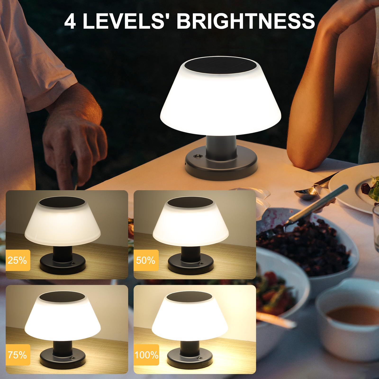 Oyxon Solar Table Lamp, Outdoor Mushroom Light, Solar Lamps Solar-Powered And Usb, 4 Dimming Modes, Waterproof Outdoor Patio Table Light For Camping, Indoor Solar Lights For Living Room(2 Pack)