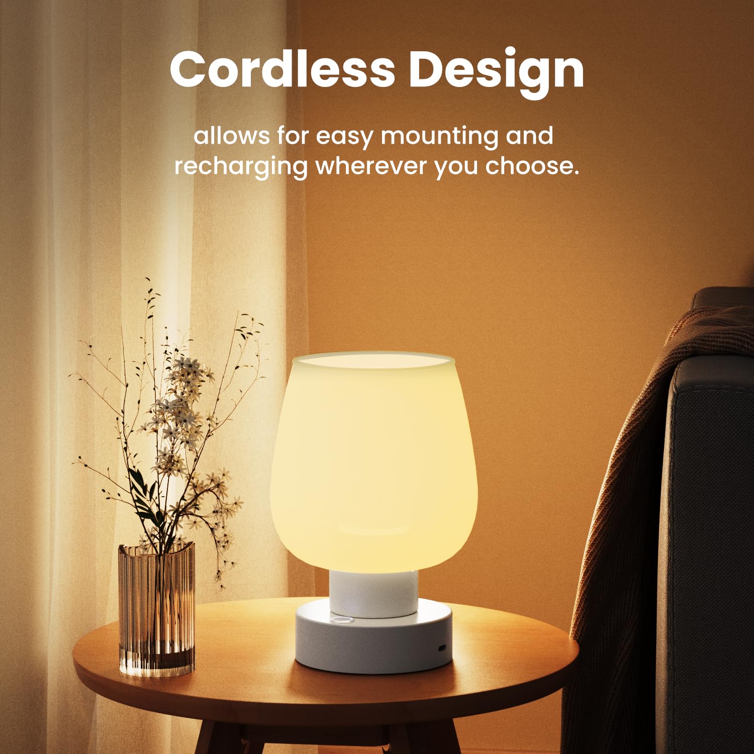 Lgmcf Battery Operated Led Touch Cordless Table Lamp Small 6000Mah Gradient Rechargeable Dimmable Table Lamp With Memory Function For Living Room Bedroom Dormitory Camping (Modern)