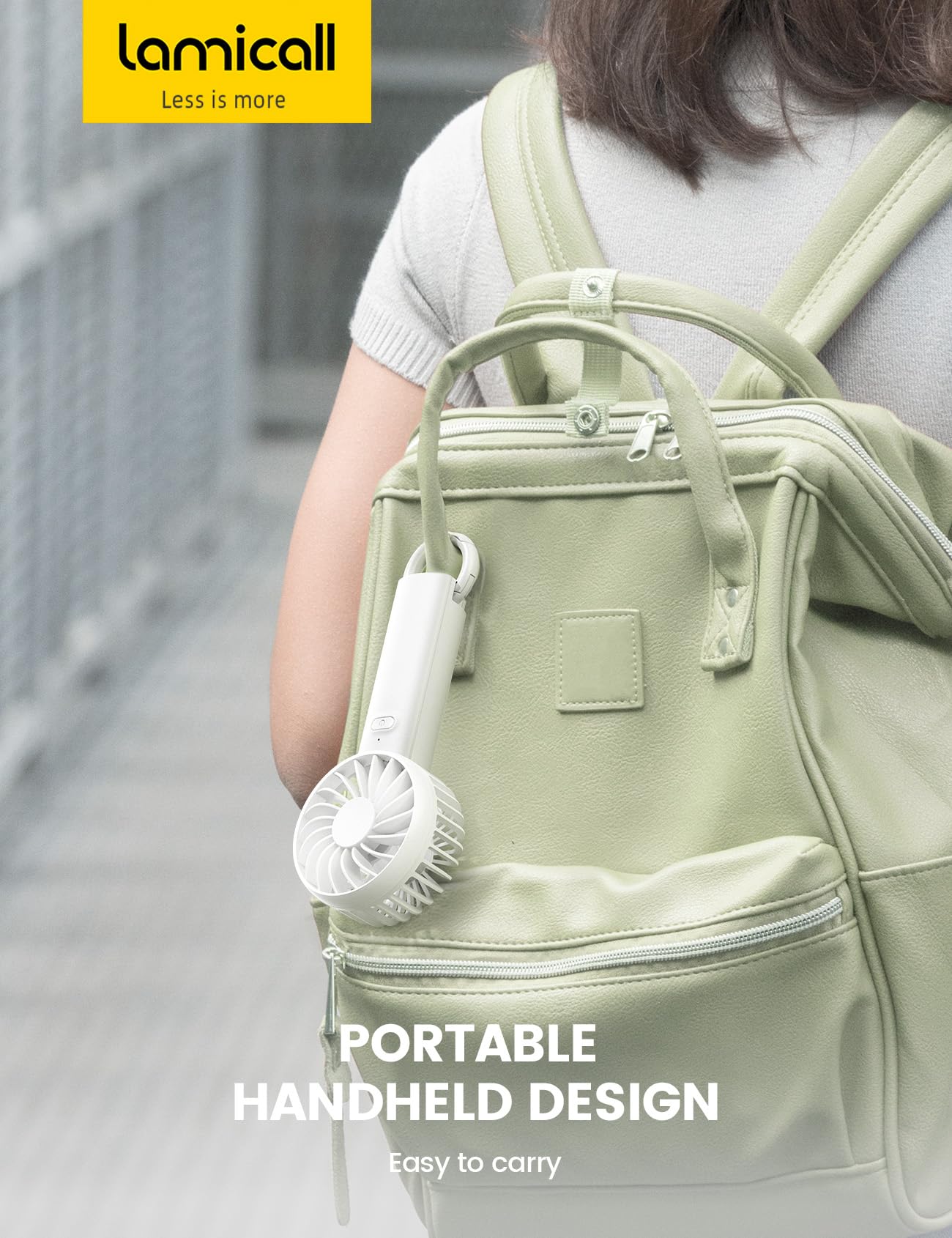 Lamicall Mini Portable Handheld Fan, Lightweight Usb Rechargeable Battery Personal Fan, 3 Speed Wind