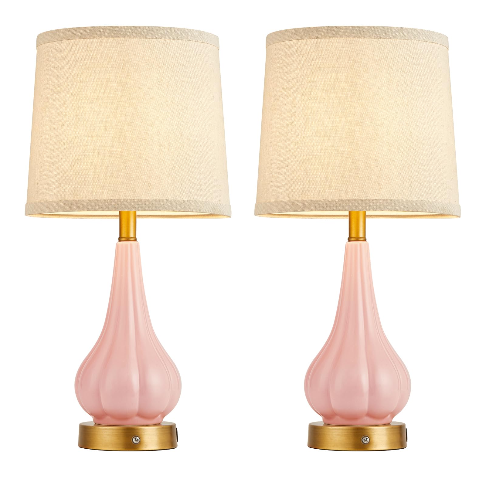 Roriano 2 Pack Cordless Portable Table Lamp, 5000Mah Rechargeable Battery Operated Lamps, Touch Control Stepless Dimmable Night Light Table Lamps For Dining Room, Bedroom, Bedside, Restaurant (Pink)