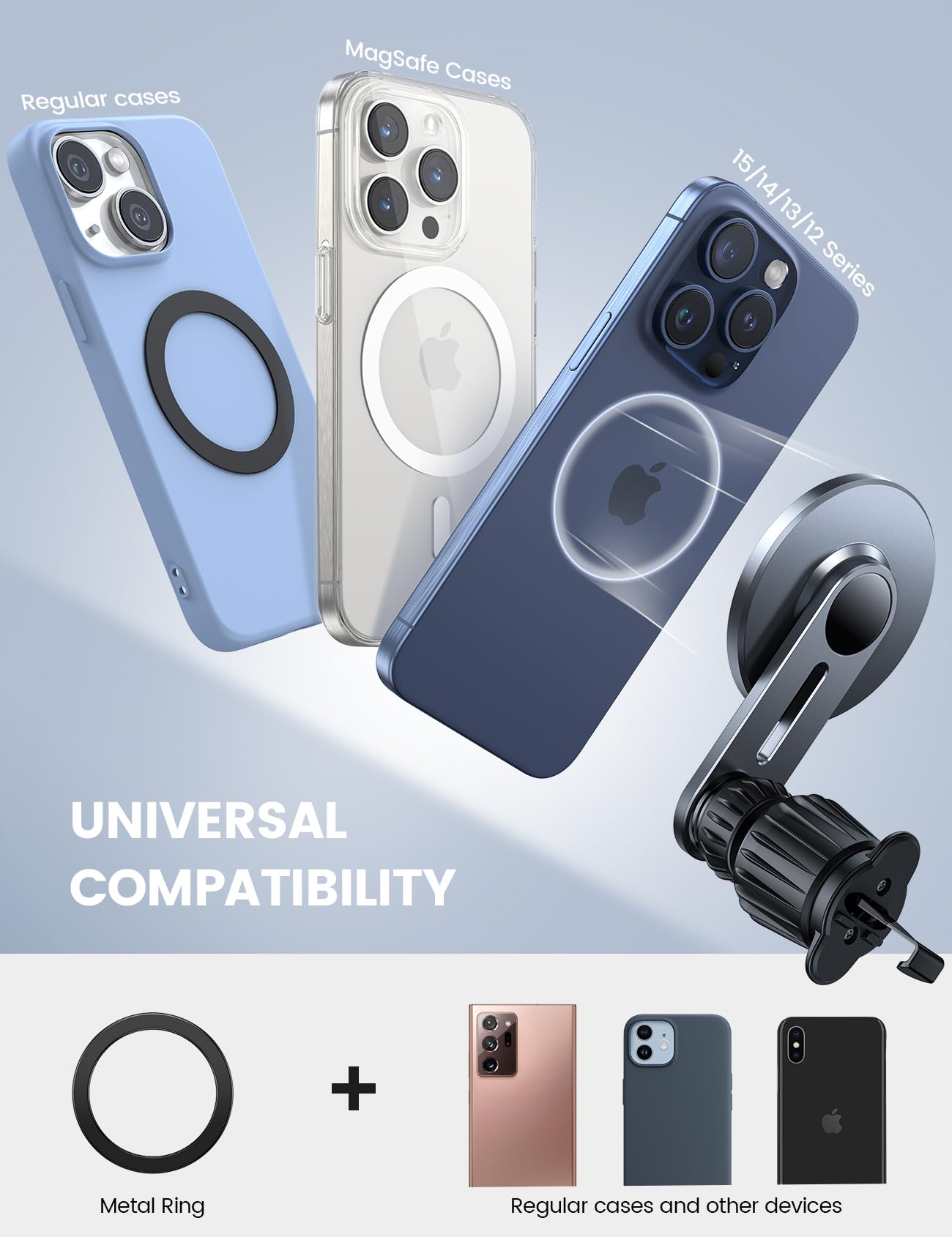 Lamicall Fits Magsafe Car Mount Vent - [  Hd Glass Surface] Magnetic Phone Holders For Your Car - Car Phone Holder Mount For Iphone 16 15 14 13 Pro Plus Max Mini For Mag Safe Case