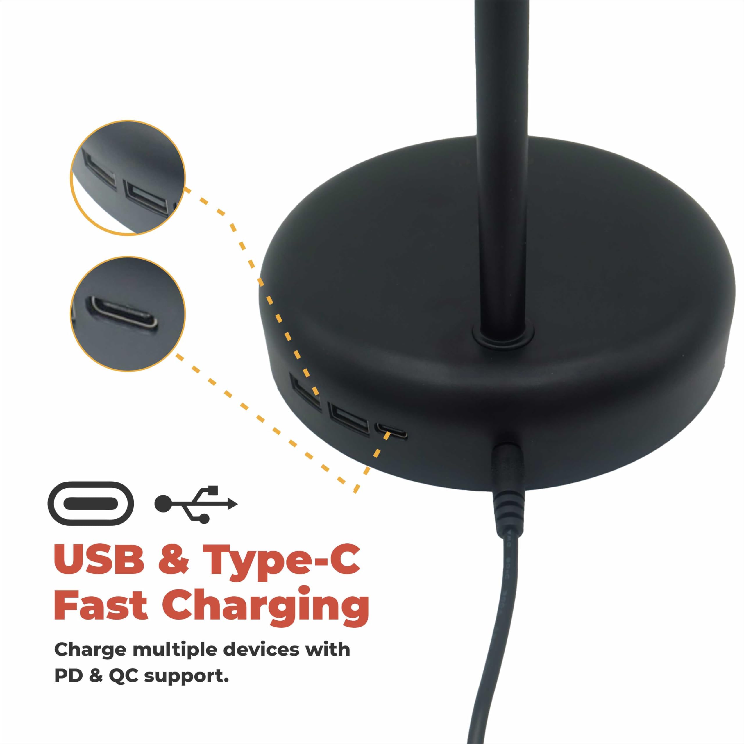 Blibblay Touch Control Bedside Table Lamp – Dimmable Nightstand Lamp With Outlet For Bedroom, Living Room, And Office