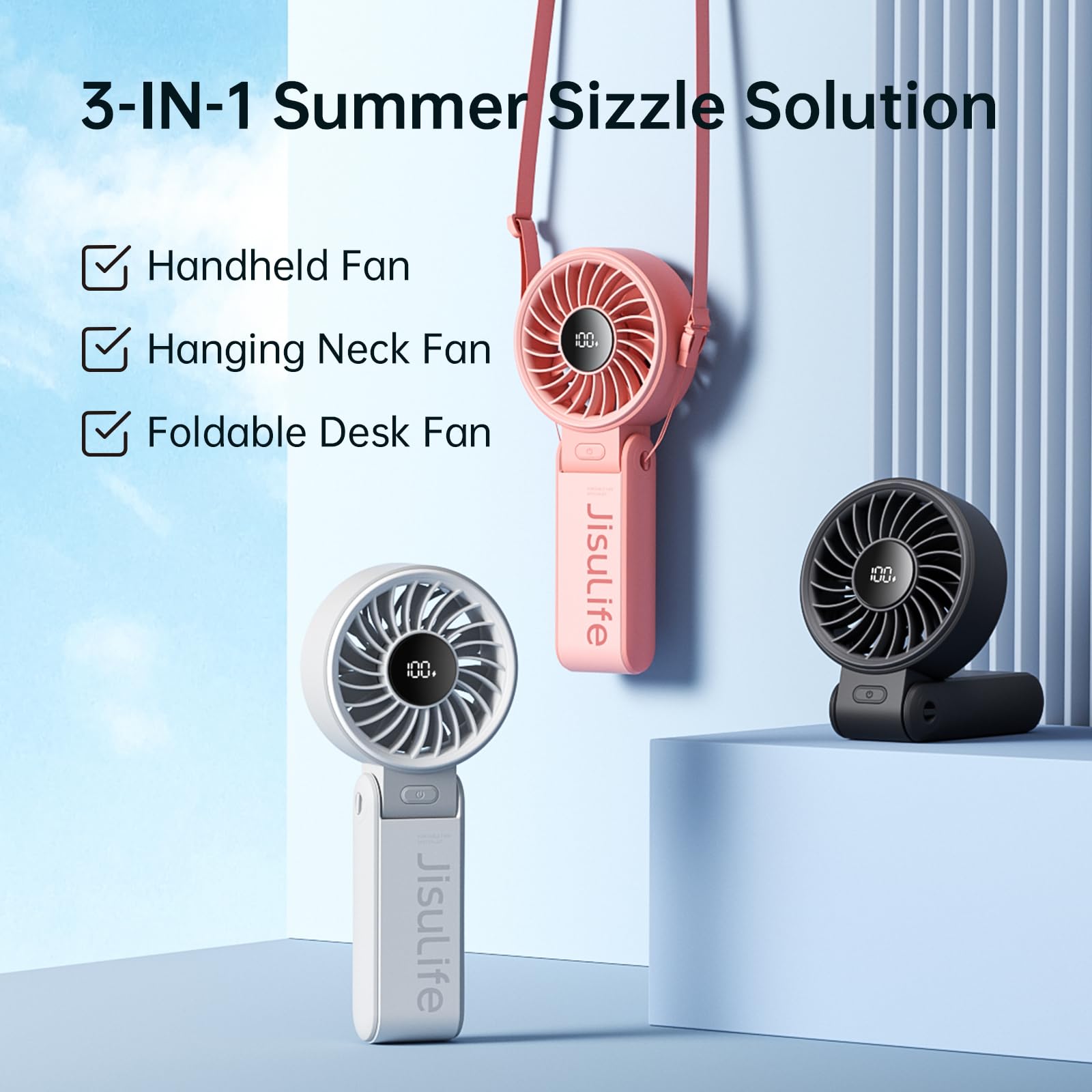Jisulife Handheld Fan Life7 – Ultimate Flexibility: High-Power Motor, Led Display, 19.5 Hrs Cooling