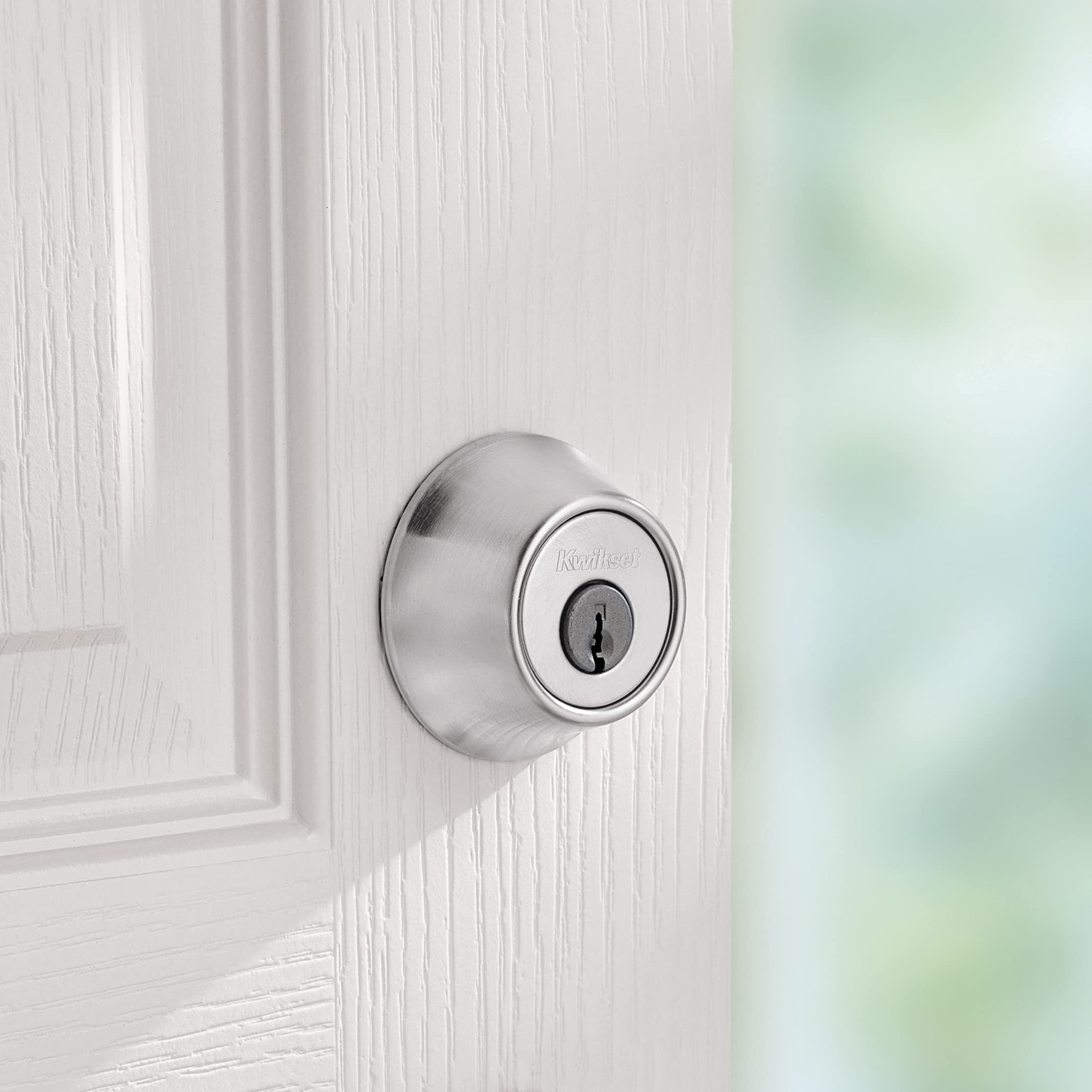 Kwikset 660 Deadbolt Deadbolt Lock, Satin Chrome Round Exterior Keyed Front Entry Door, Single Cylinder Dead Bolt