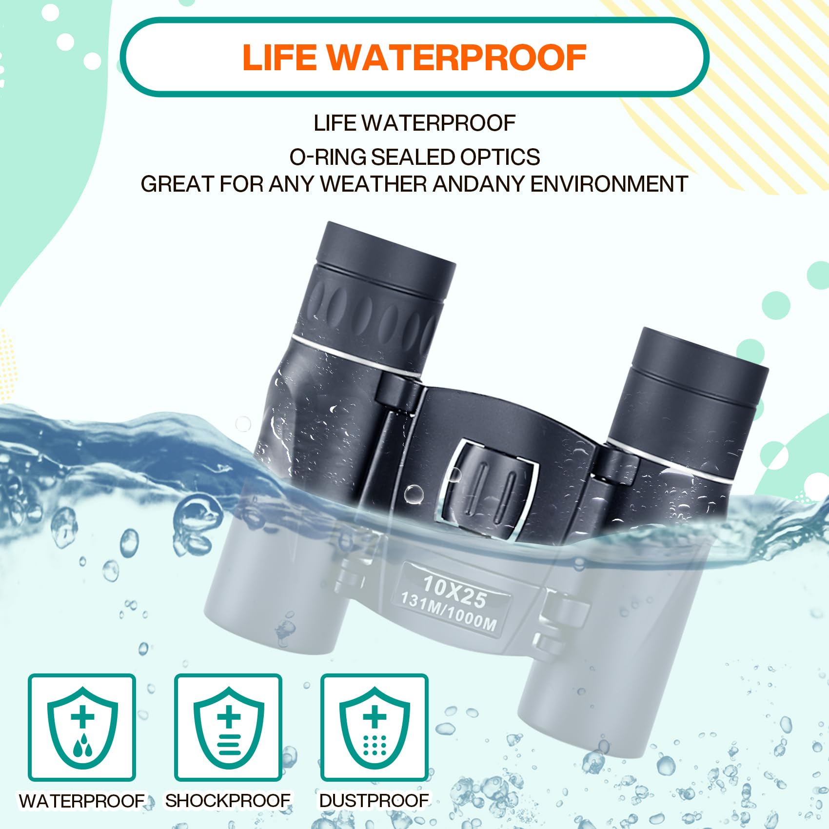 Midoo 2 Pack 10X25 Binoculars For Adults And Kids - Compact, Clear Low Light Vision For Bird Watching, Travel, Hunting, Cruise Ship Essentials - Lightweight And Waterproof