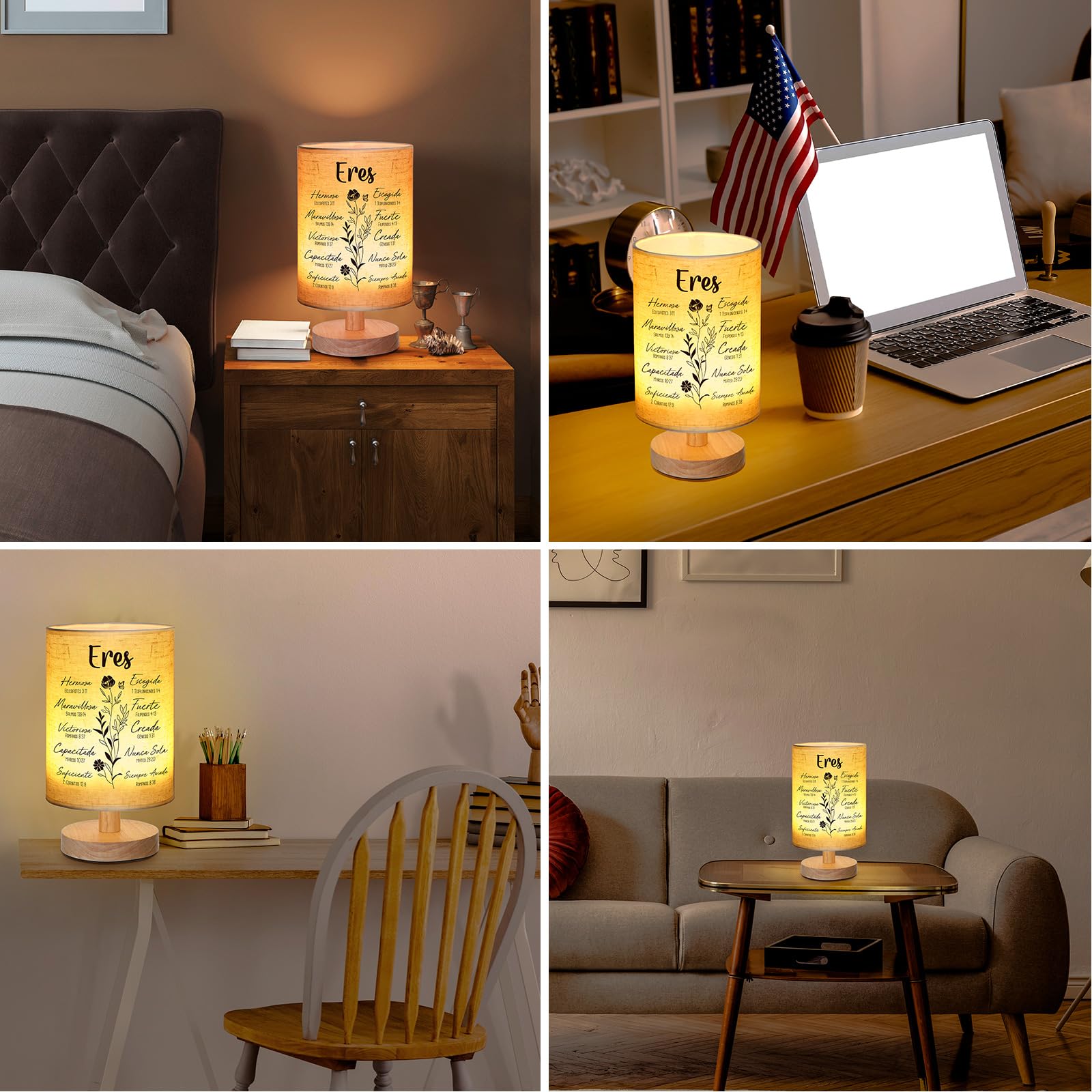 Kittmip Regalos Religiosos Table Lamp,Spanish Christian Night Light Fabric Religious Bedside Lamp With Bible Verse Inspirational Night Light Regalos Para Mujer For Friend Teacher Nurse Mother