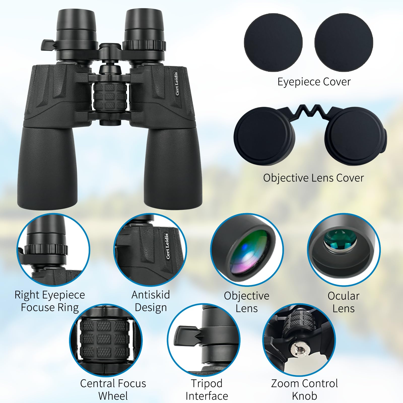 Cert Leidis 10-30X50 Zoom Binoculars For Adults High Power, Low Light Night Vision, Bak4 Prism With Fmc Lens, Waterpoof, Hd Professional Binoculars For Bird Watching, Hunting, Outdoor, Hiking