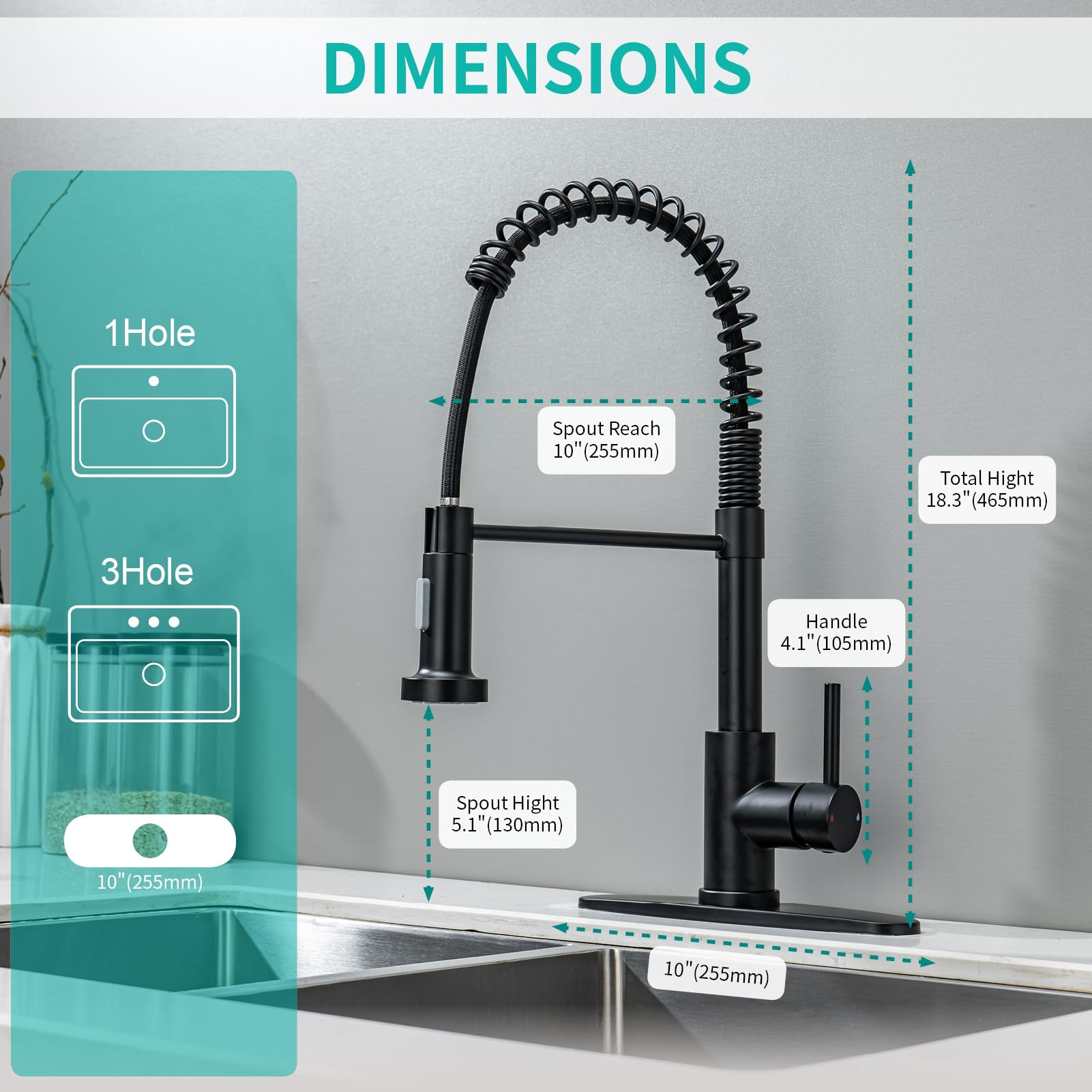 Senzibser Kitchen Faucet With Pull Down Sprayer Kitchen Sink Faucets Single Handle Pull Out Spring Kitchen Faucet Black Stainless Steel Deck Mount Kitchen Faucets For Farmhouse Camper Utility Rv Sinks