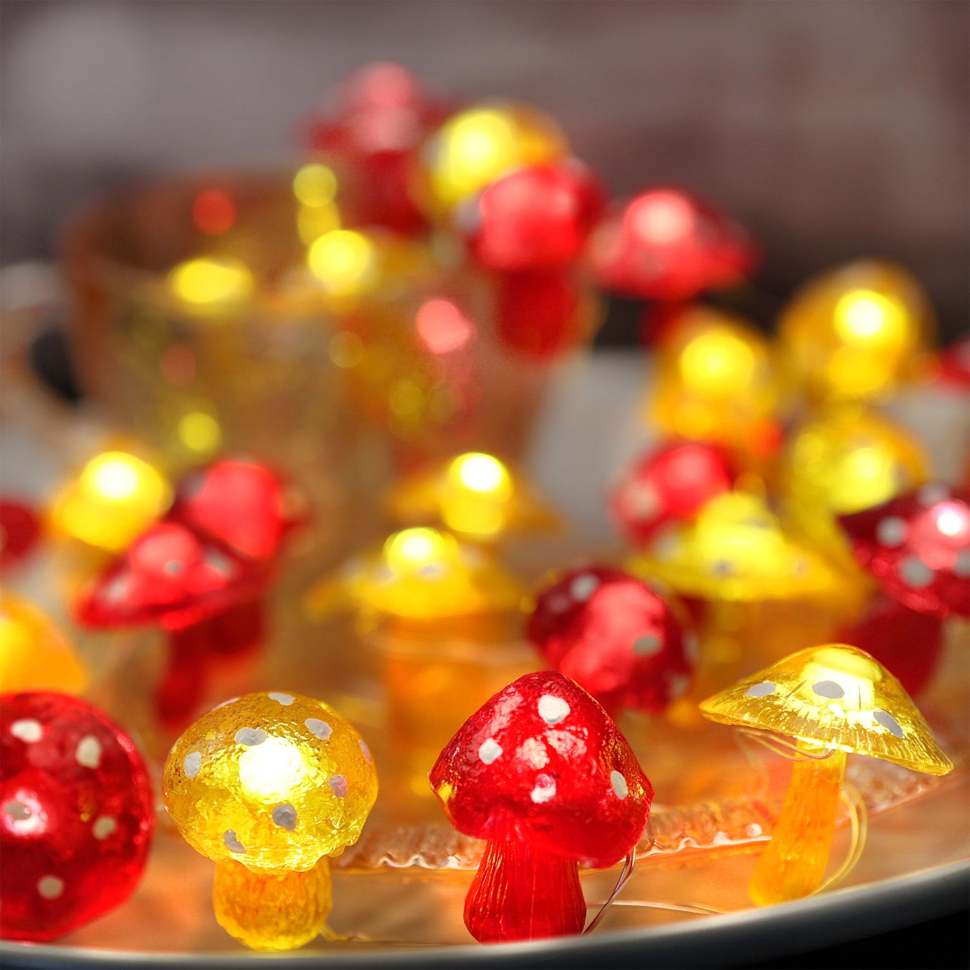 Belniak Fairy Mushroom String Lights - Unique Decorative Lights With 20 Leds 8Ft Water-Resistant Battery-Operated String Lights - Cute 3D Mushroom  For Holiday Decoration Outdoor Garden Wreath Xmas Deco