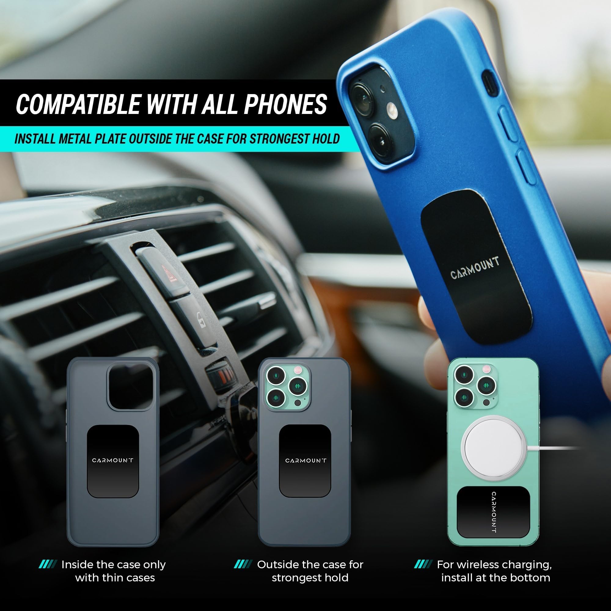 Carmount F1 Dashboard Car Mount  Magnetic Phone Holder For Car, Ultra Strong 8X N52 Magnets, 360° Rotation, Universal Dash Mount For All Phones (2-Pack)  Car Mount Magnet