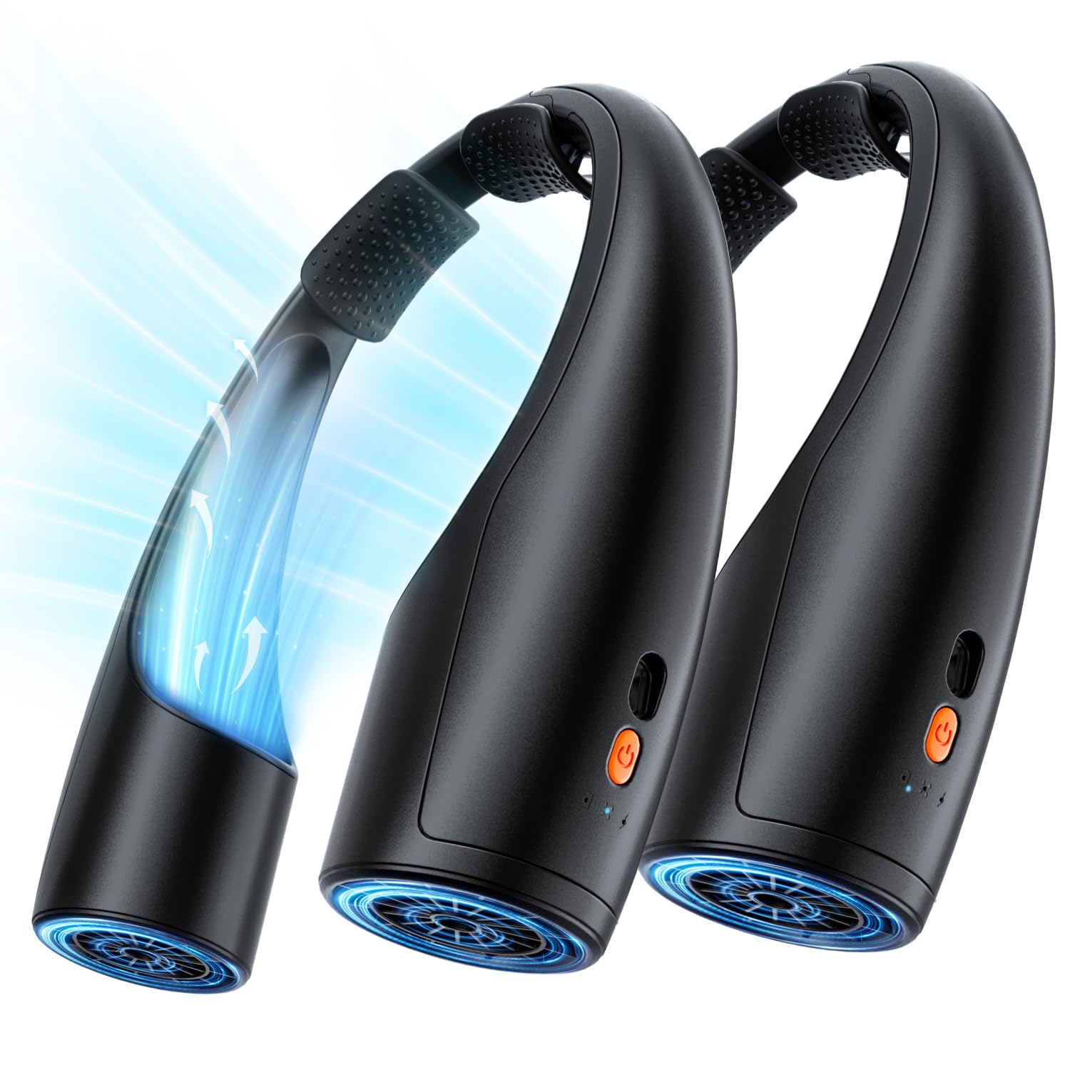 Portable Neck Fan 2 Pack, Hands-Free Wearable Personal Fan, 360° Cooling, 4 Speeds, 8000 Mah Battery - Koospark