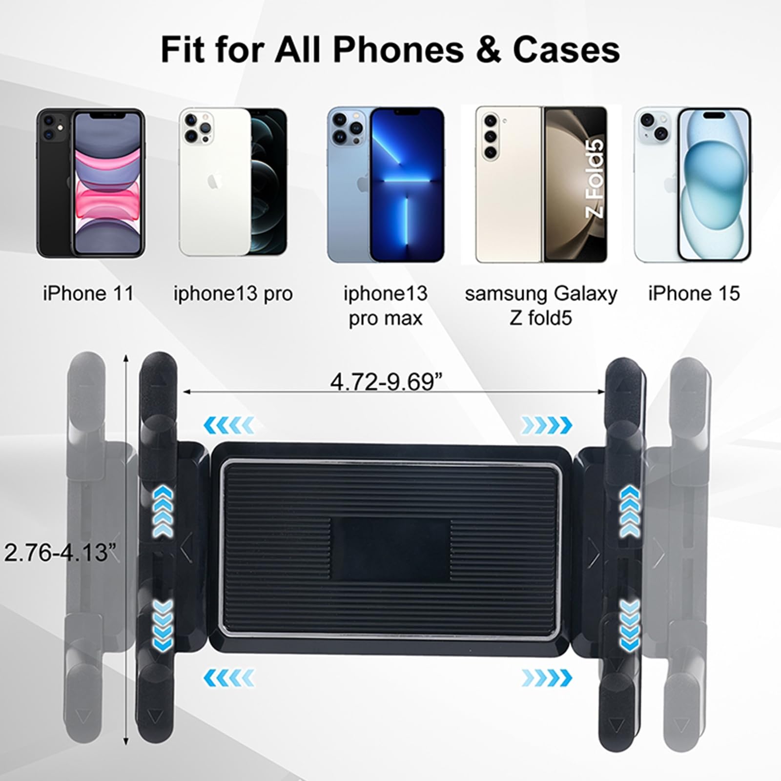 Kelofam 5 In 1 Car Phone Holder, Car Dashboard Windshield Phone Mount, Suitable For Iphone15 14 Iphone13 Promax, Samsung Z Fold 5 4, All Smartphones