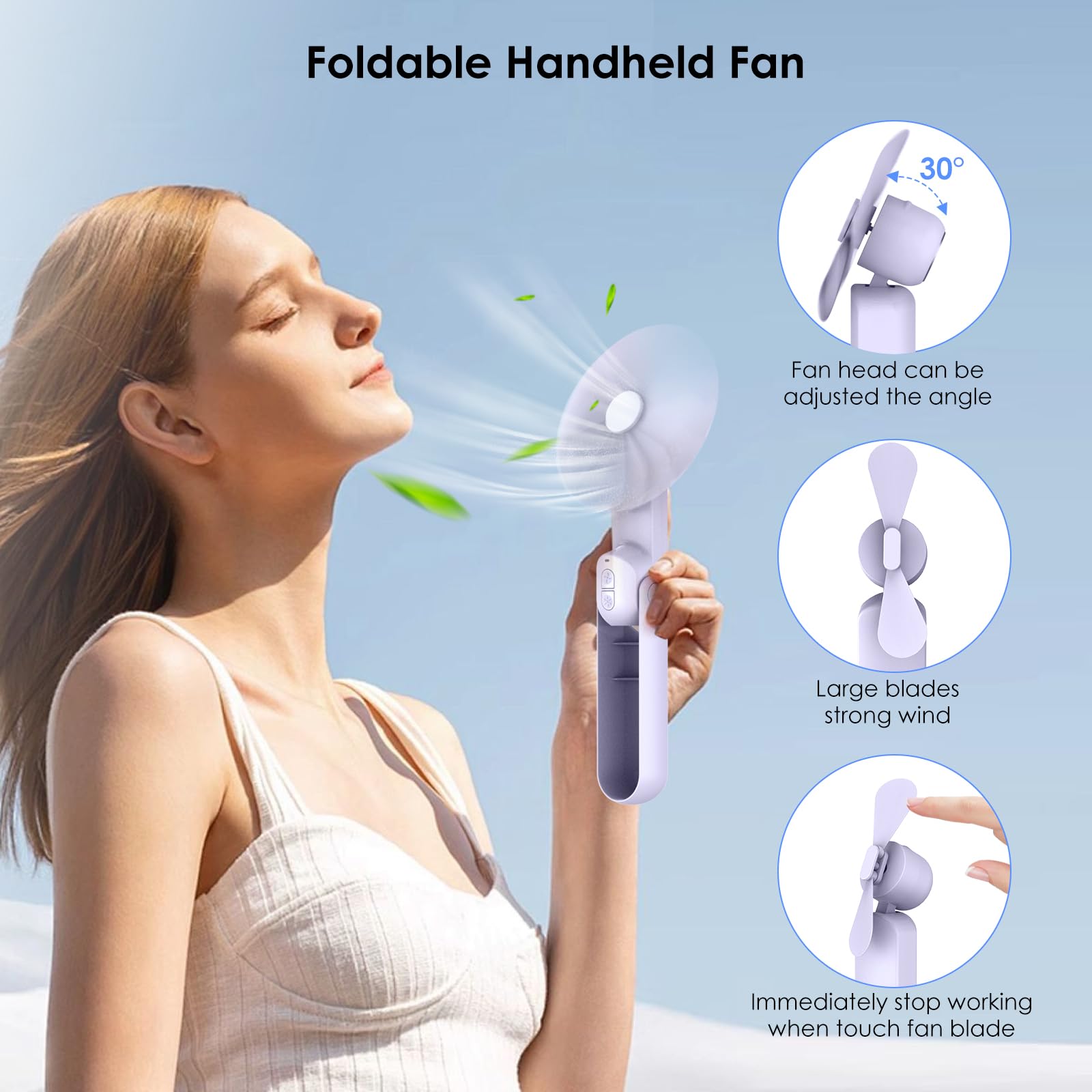 Rechargeable 4-in-1 mini fan with power bank, ideal for keeping your devices charged and cool
