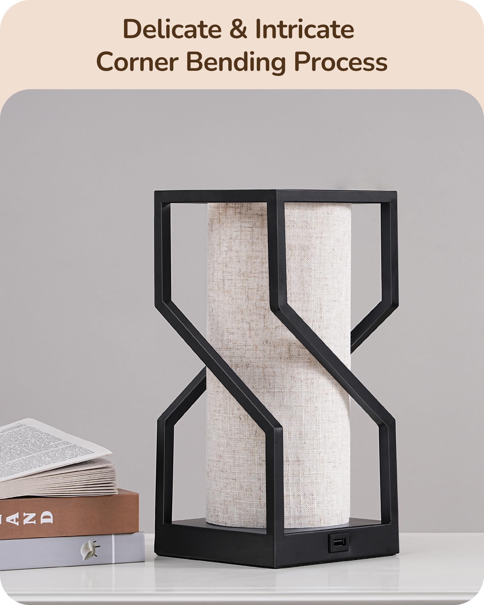 Edishine Modern Table Lamp With Overall Touch Control, 9W 2700K 3-Stage Dimmable Bedside Lamp, Linen Lampshade & Usb-A Port, Nightstand Lamp For Bedroom, Living Room, Bulb Included