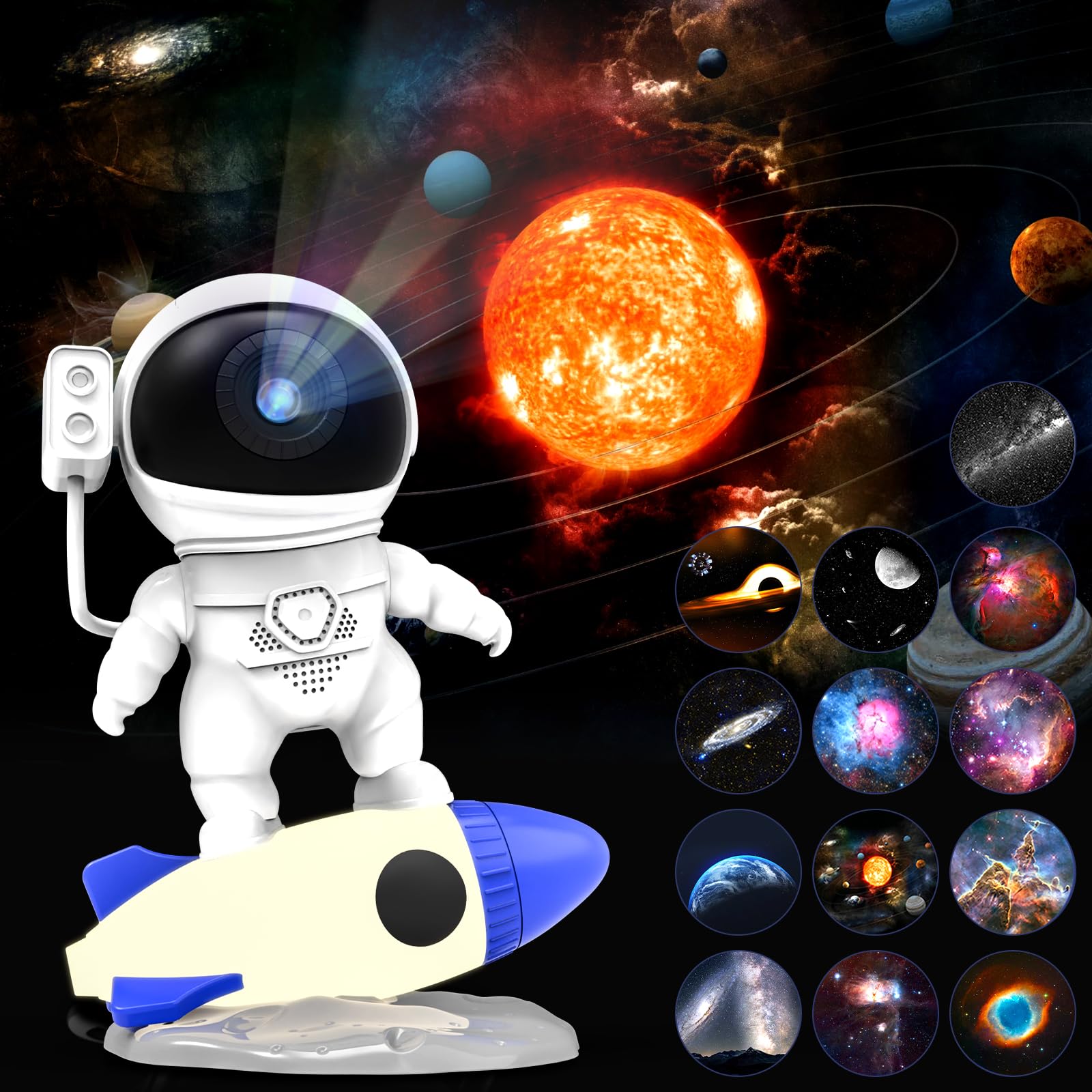 Nawchedo Star Projector, Astronaut Galaxy Projector For Bedroom, 13 In 1 Hd Planetarium Projector, 360°Rotating Galaxy Light 9 Colors Night Lights Party Room Decor