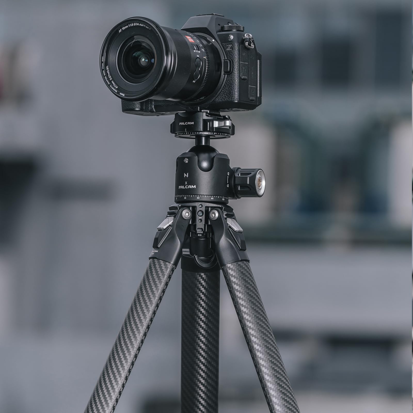 Kongeeker Falcam Treeroot F38 Pro Carbon Fiber Tripod, 61" Quick Lock Travel Tripod, 5Kg Load, F22 Interfaces, 1/4" Screw, Carry Strap Holes For Dslr, Mirrorless, And Video Cameras (R140T)