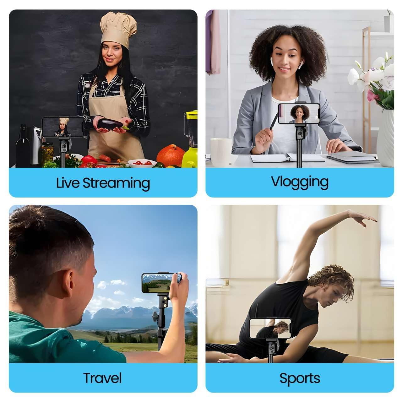 Tonsnvitae Adjustable 47.2" Phone Tripod & Selfie Stick, Camera Tripod Stand With Phone Holder Compatible With Iphone/Android/Huawei Cellphone, Gopro,Fill Light,Projector,Live Streaming Etc