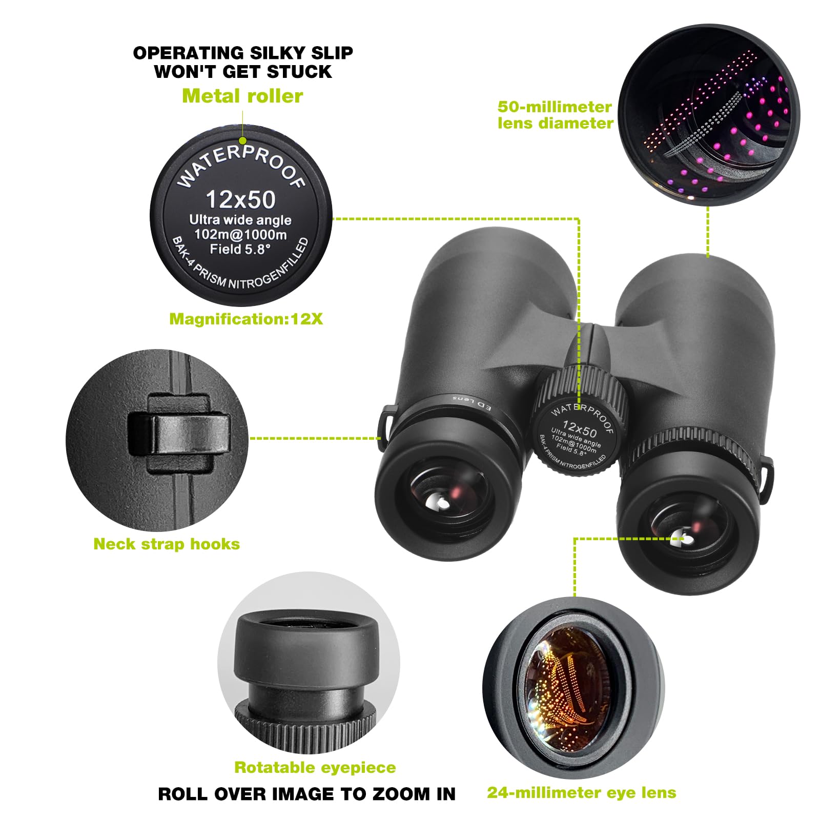 Ywyll High Magnification Binoculars With Ed Lens, 12X50 Binoculars For Outdoor Adventures And Wildlife Observation, Easy To Focus (12X50)