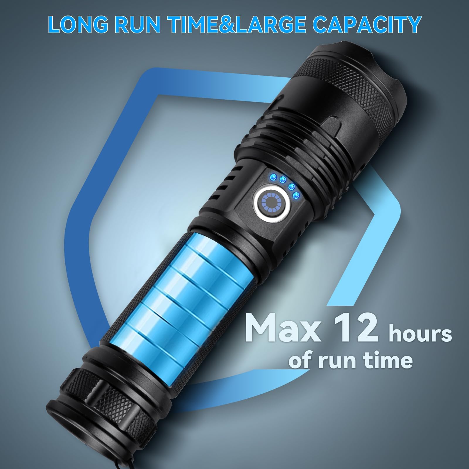 Sigoobal Flashlights High Lumens, 990000 Lumens Led Flashlight Rechargeable, 5 Modes, Adjustable Beam & 12H Running Time, Powerful And Bright Flash Light For Home/Camping, Ipx6 Waterproof